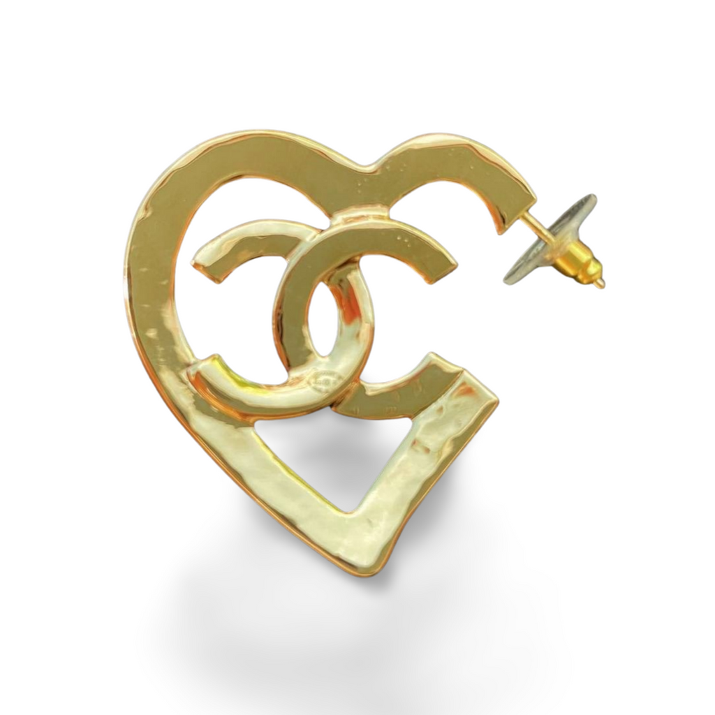 Chanel Heart Hoop Earrings