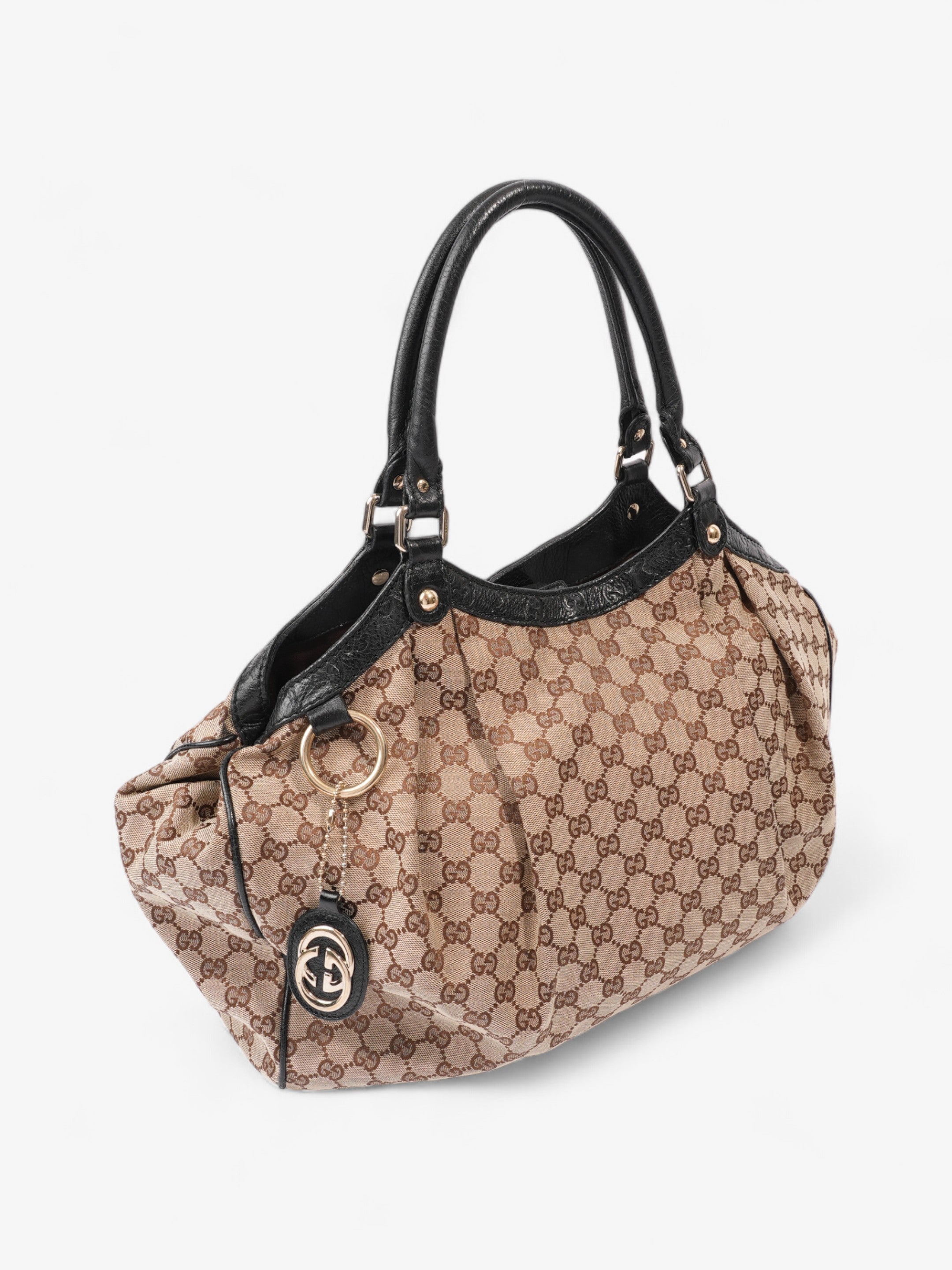 Gucci Sukey Large Beige And Ebony GG Supreme Canvas