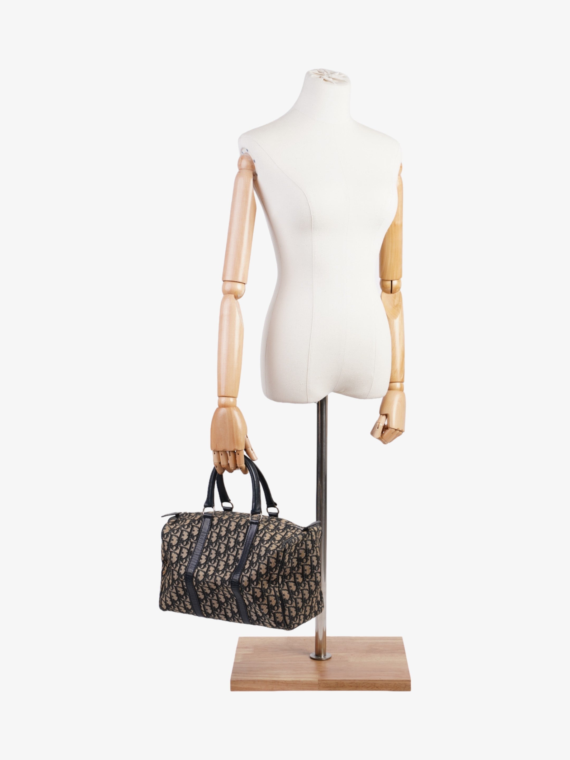 Christian Dior Boston Bag Navy Blue Canvas