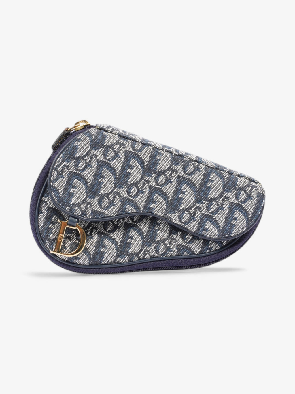 Christian Dior Trotter Saddle Pouch Blue Oblique Cotton