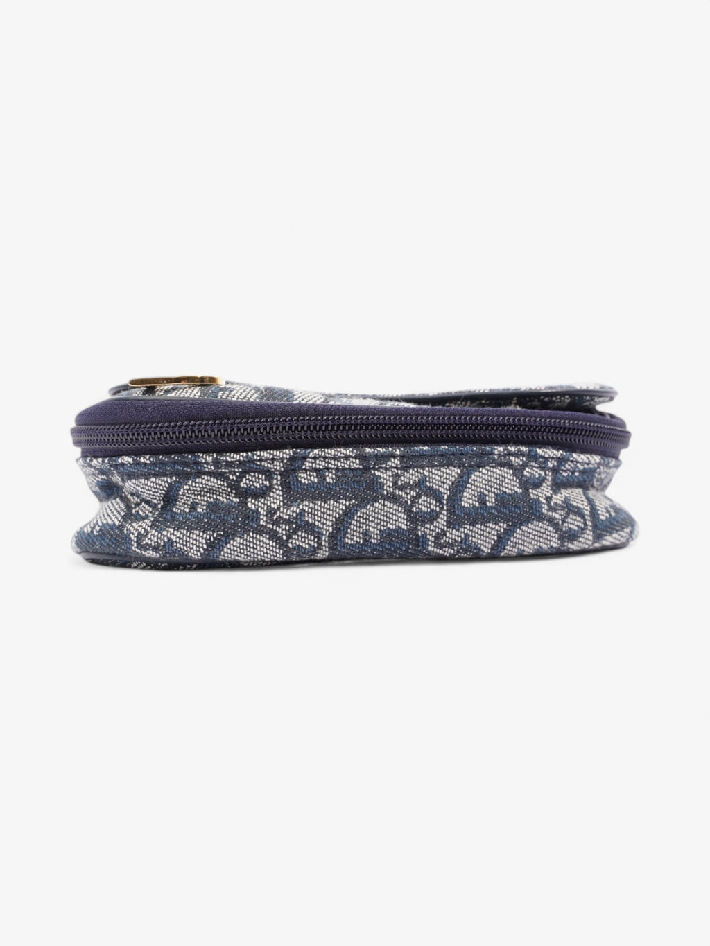 Christian Dior Trotter Saddle Pouch Blue Oblique Cotton