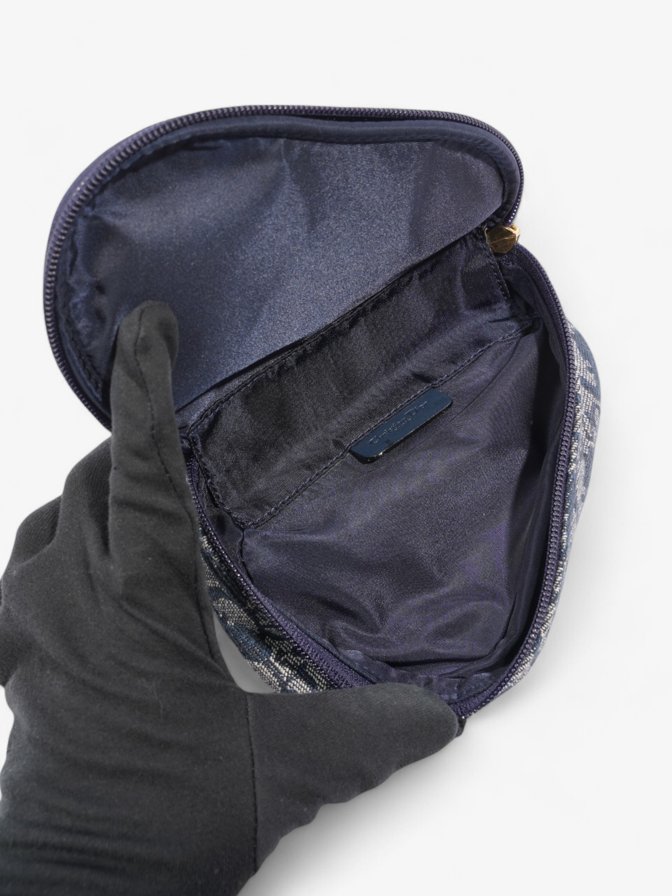 Christian Dior Trotter Saddle Pouch Blue Oblique Cotton