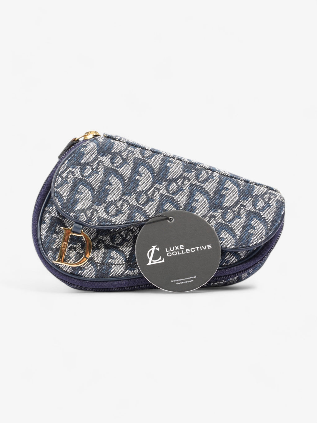 Christian Dior Trotter Saddle Pouch Blue Oblique Cotton