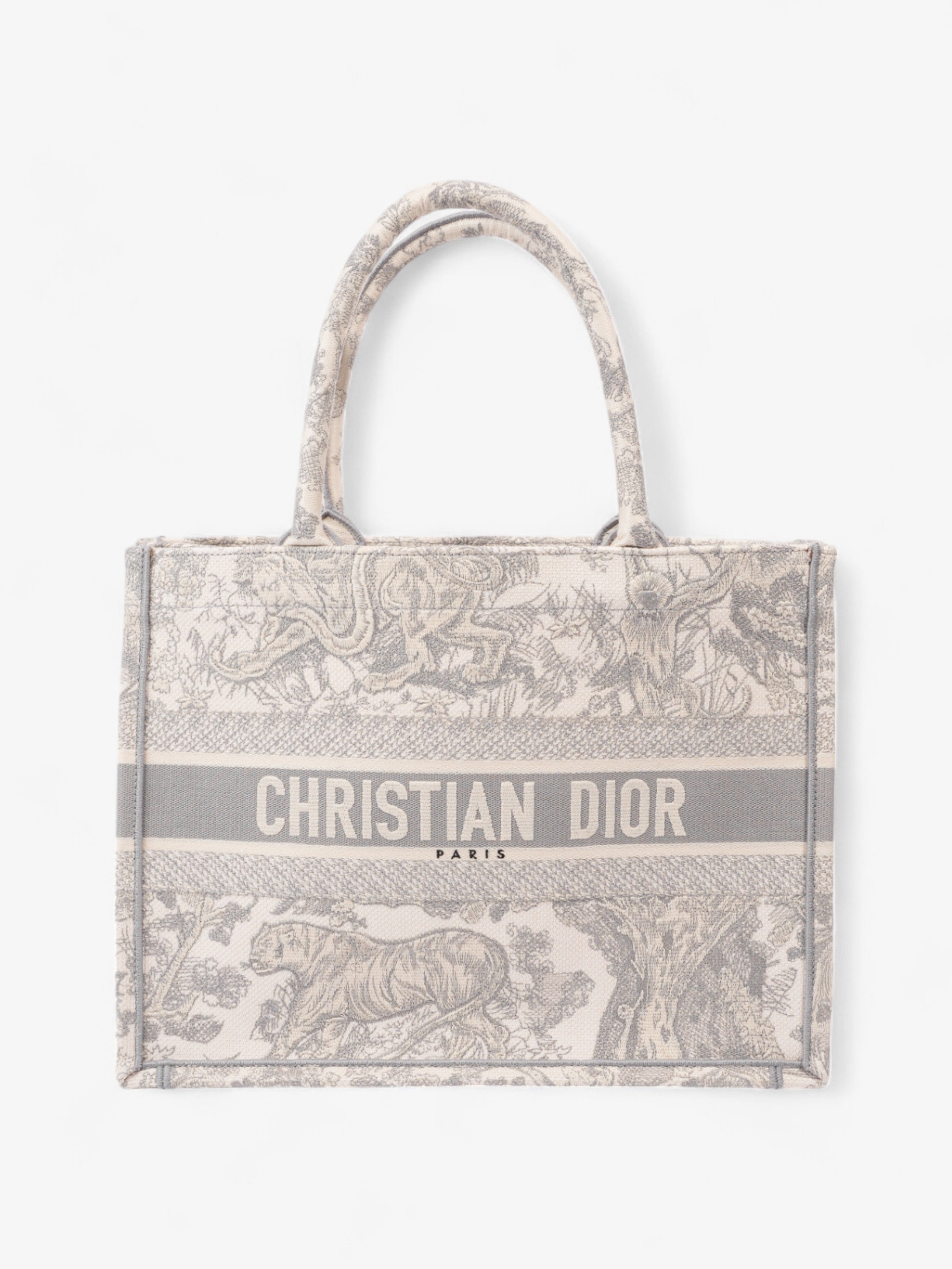 Christian Dior Book Tote Grey Oblique / White Cotton Medium
