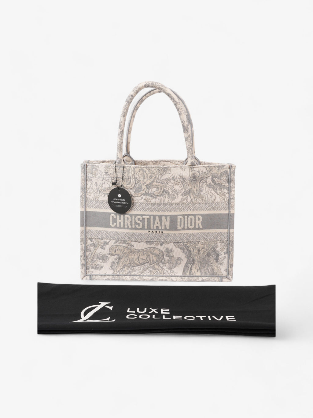 Christian Dior Book Tote Grey Oblique / White Cotton Medium