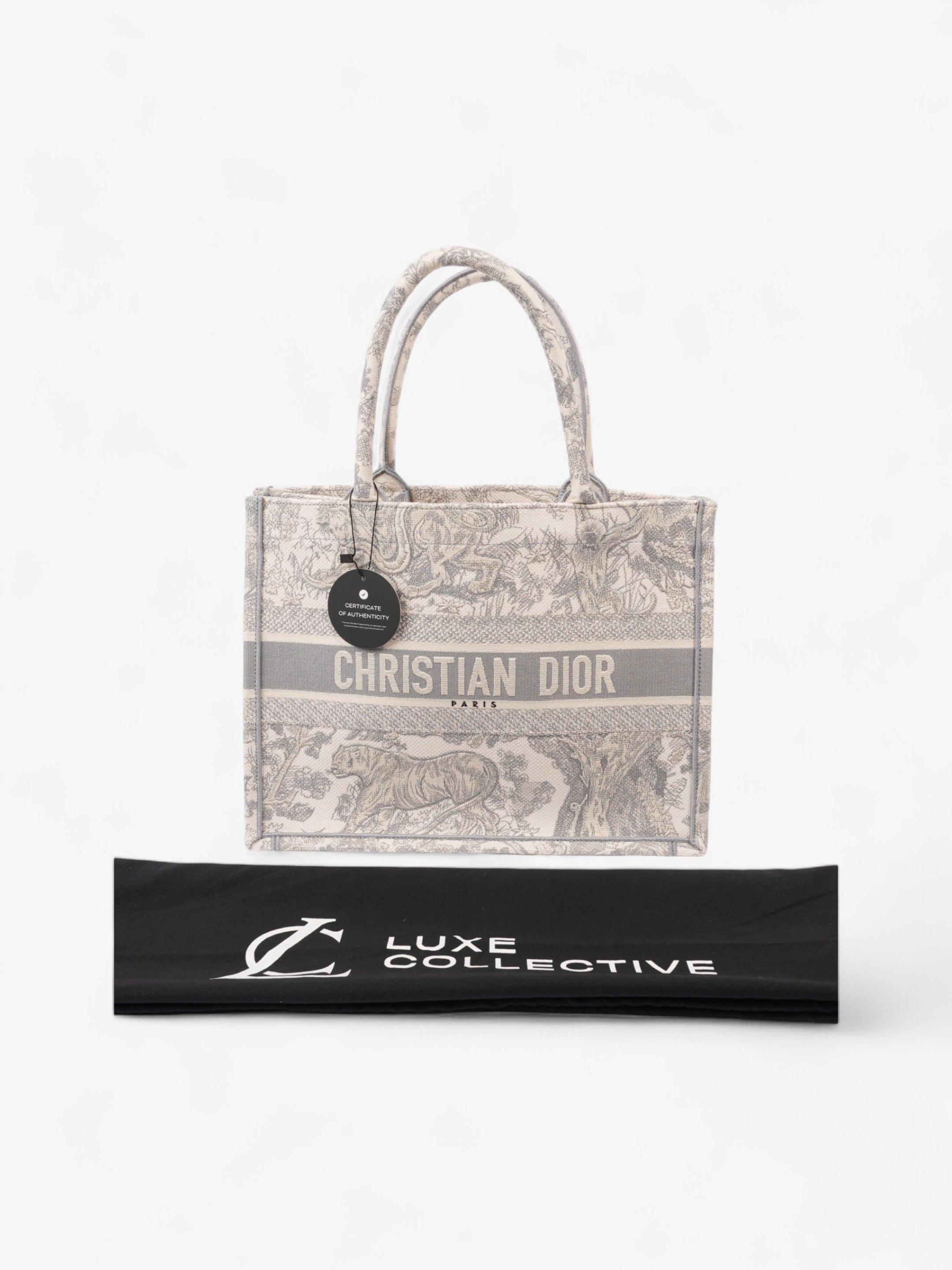 Christian Dior Book Tote Grey Oblique / White Cotton Medium
