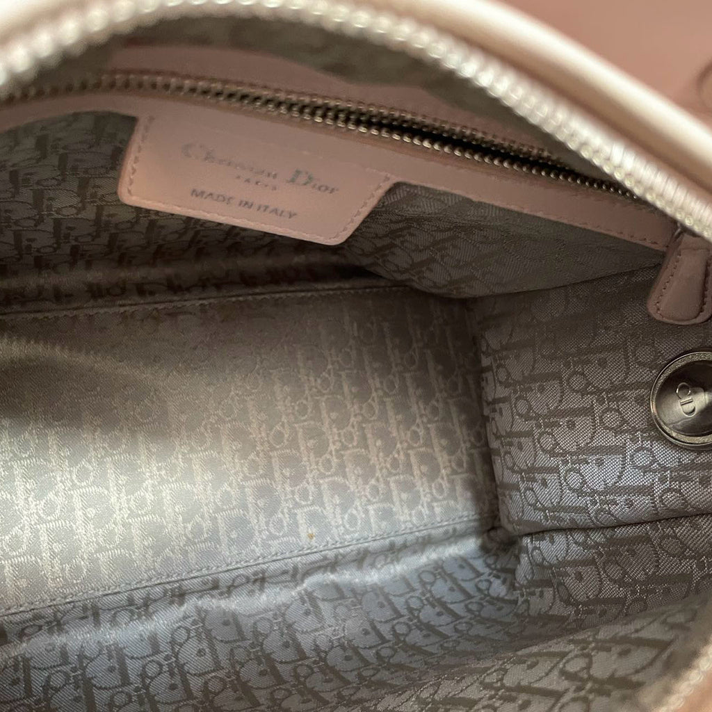 Christian Dior Cherry Blossom Pink Lady Dior Bag in Lambskin with Silver Hardware