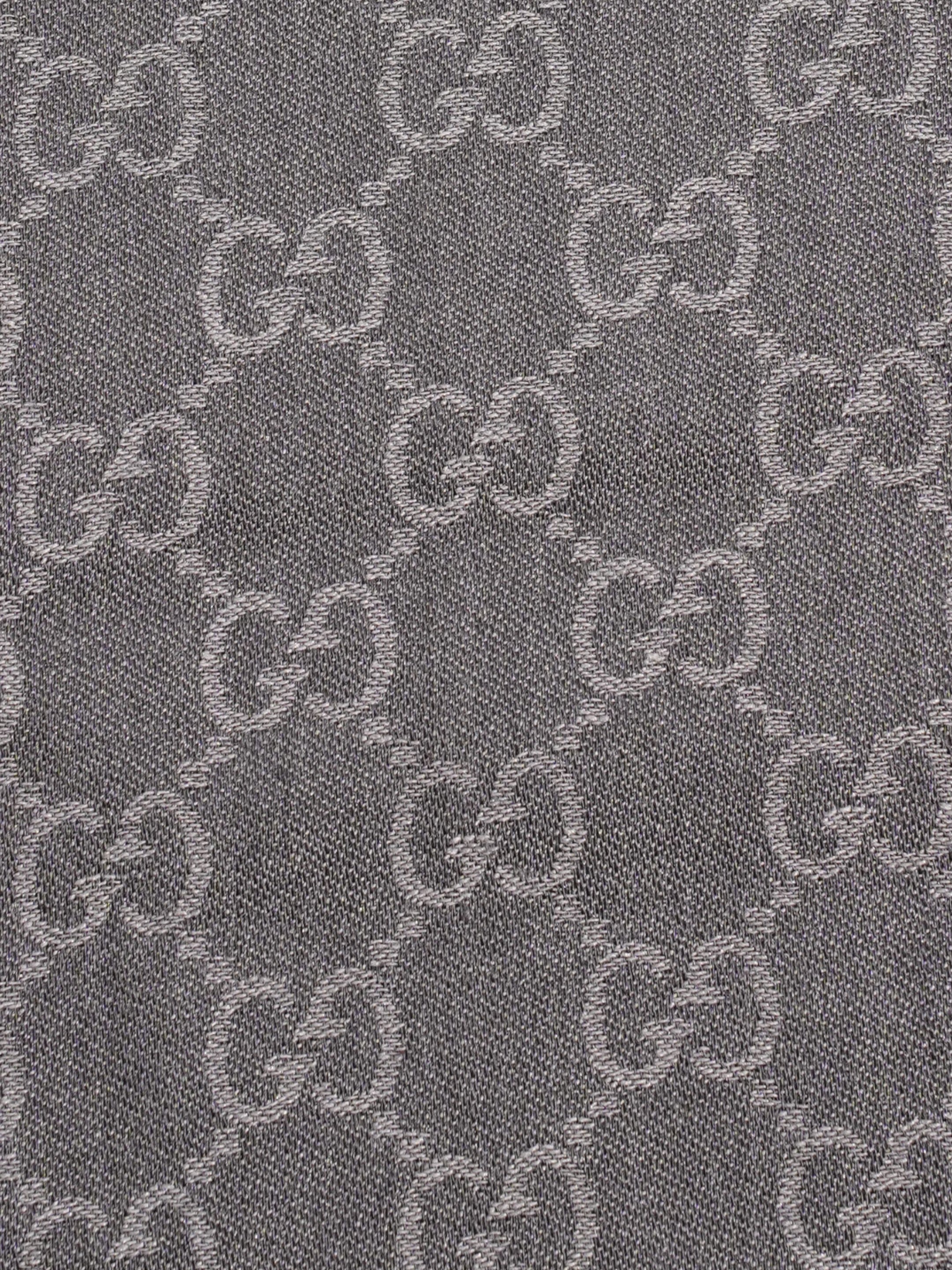 Gucci GG Logo Scarf Grey Wool 70 x 195cm