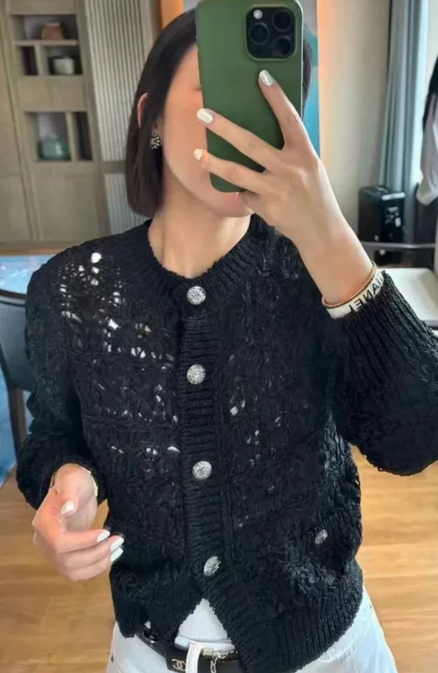 Chanel 24S Black Knitted igan