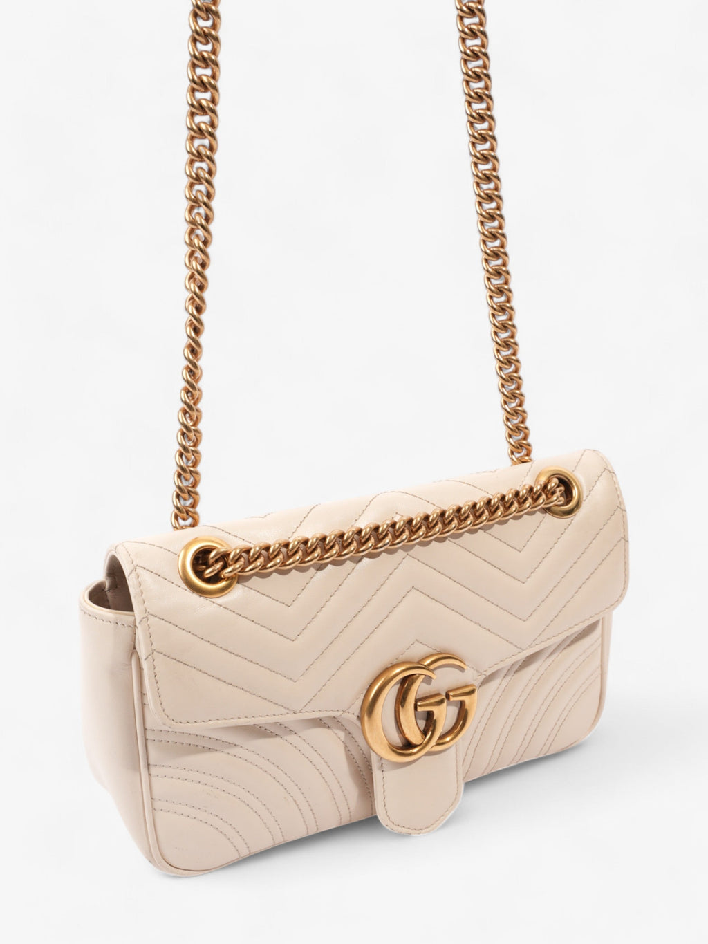 Gucci GG Marmont White Matelasse Leather Small