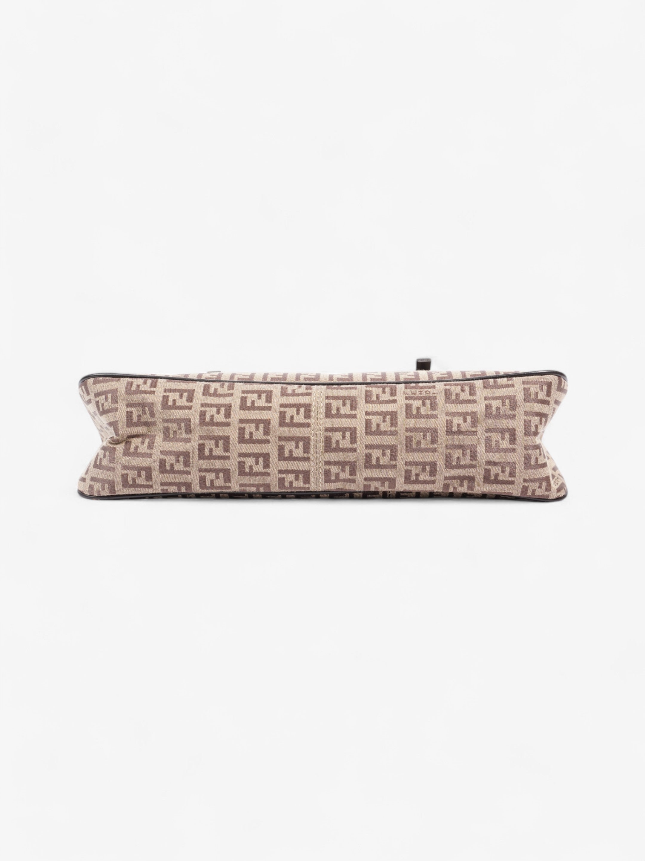 Fendi Zucchino Mini East West Beige / Brown Canvas Small
