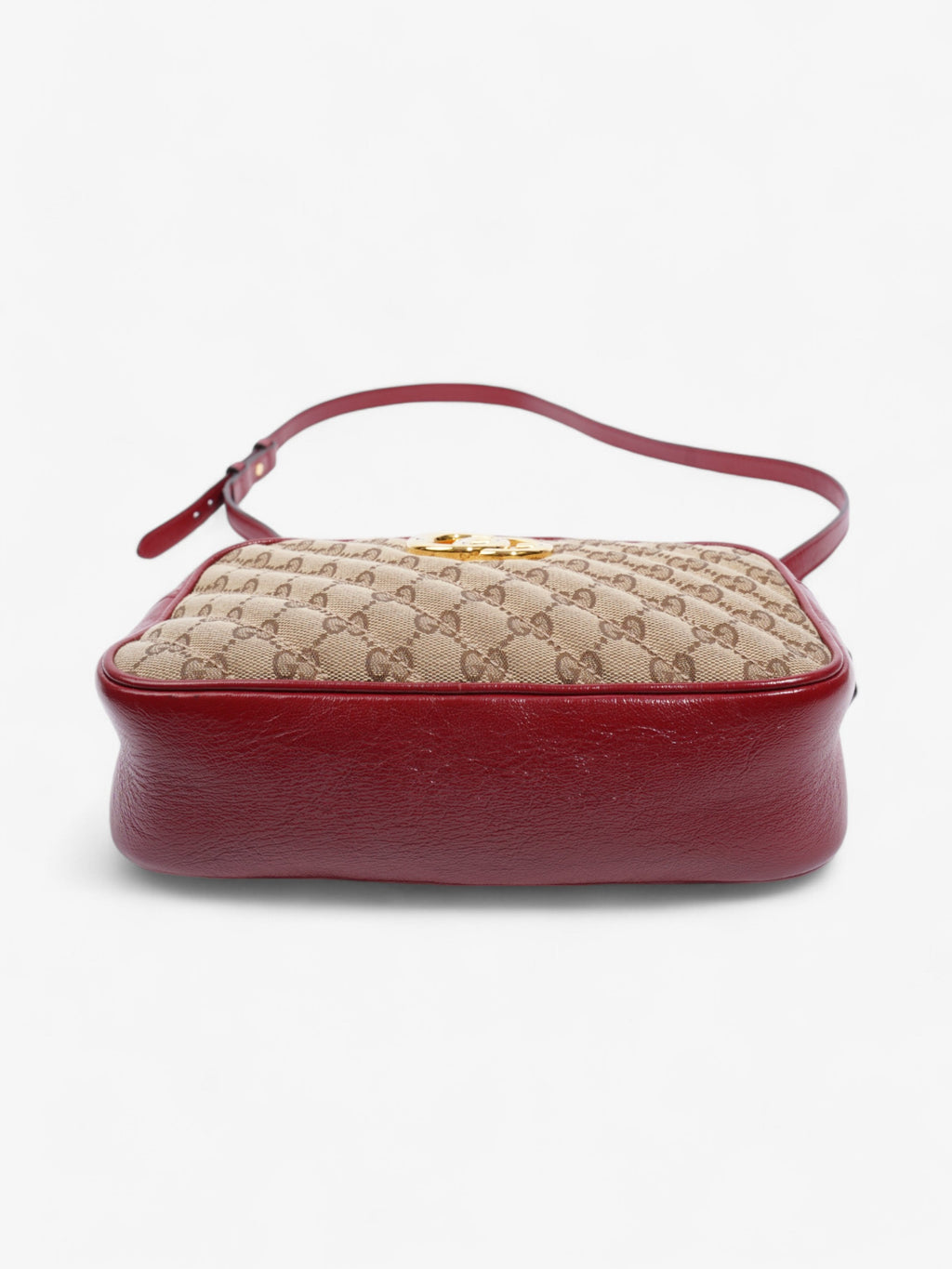 Gucci Marmont Chain Shoulder Beige / Red Canvas Small
