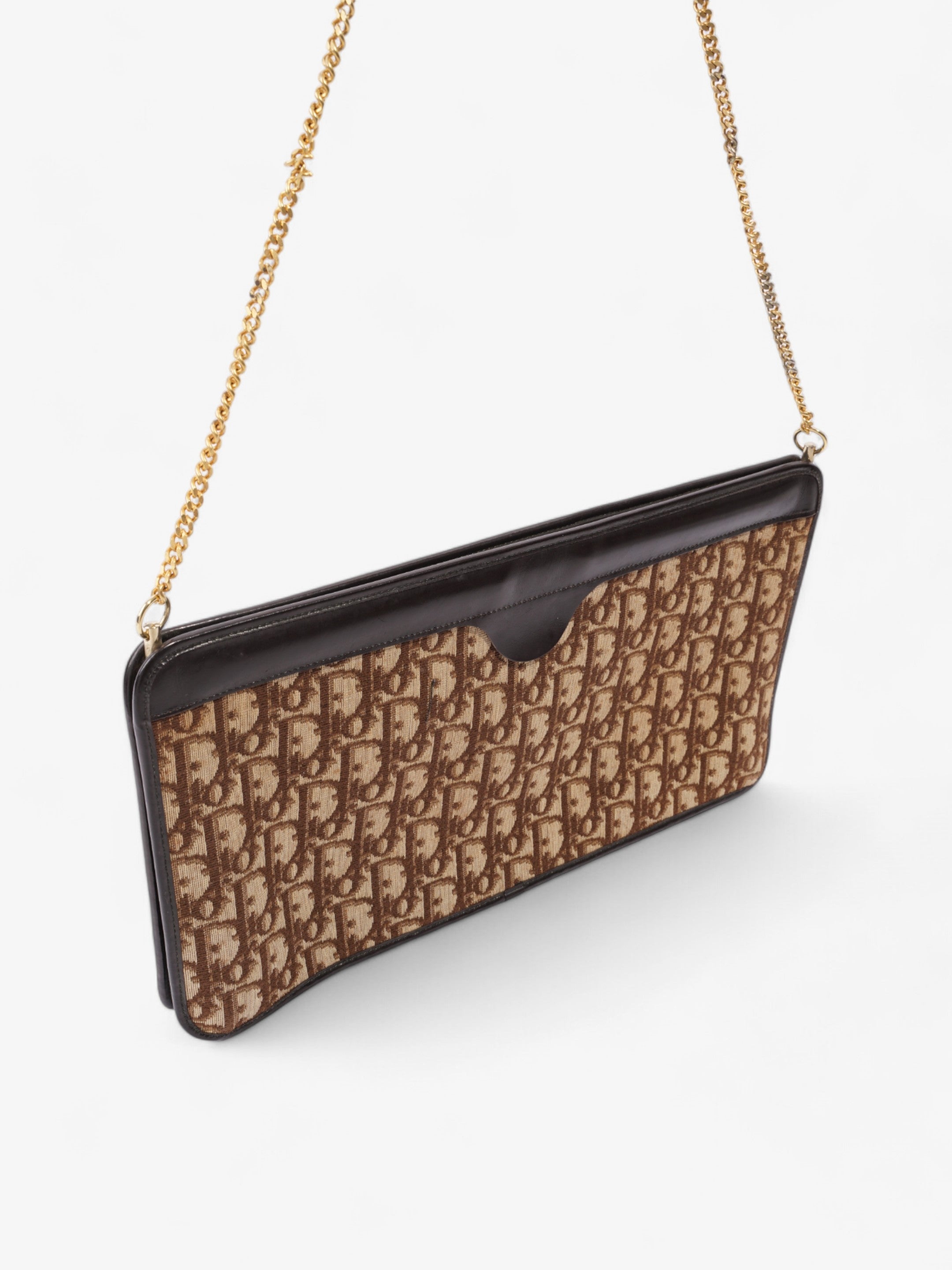 Christian Dior Diorissimo Clutch Brown Canvas