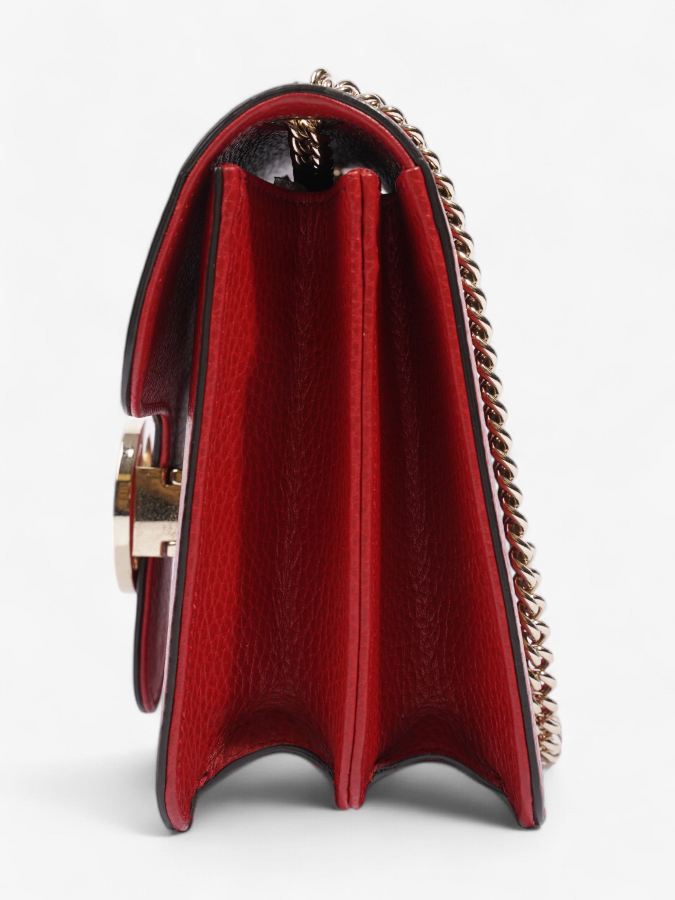 Gucci Interlocking Chain Shoulder Red Calfskin Leather Small