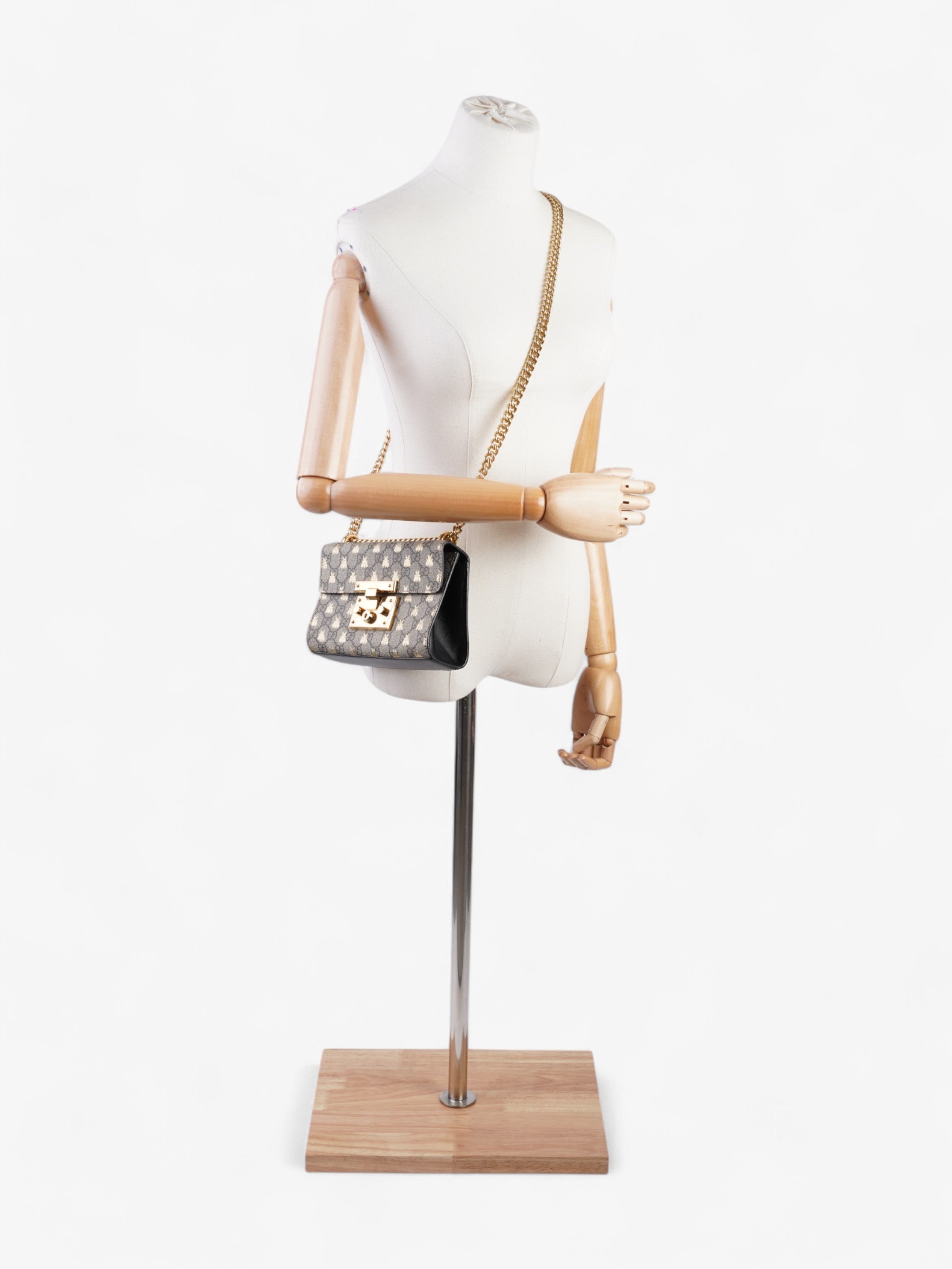 Gucci Padlock Bee Chain Shoulder Supreme Coated Canvas Small