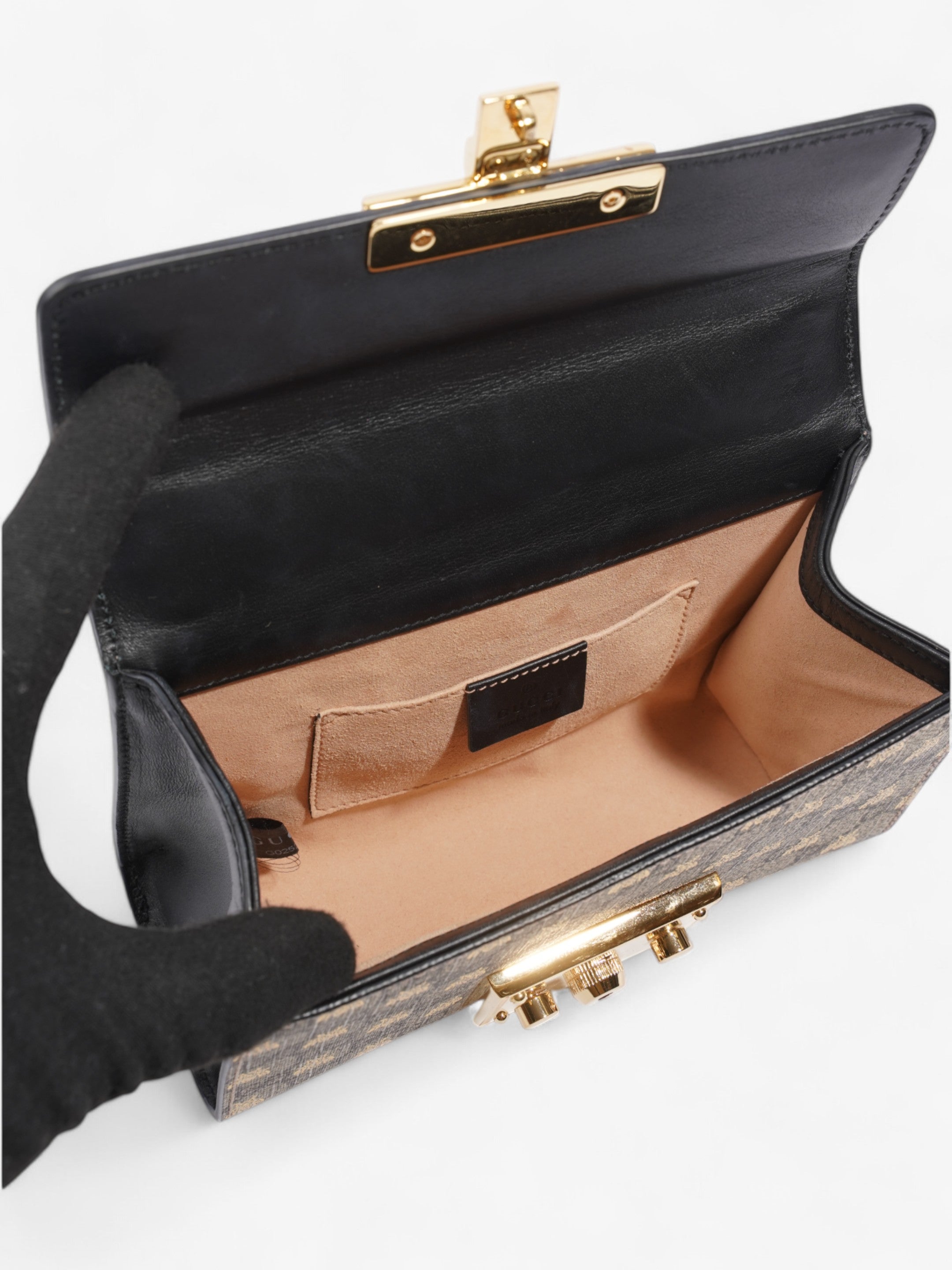 Gucci Padlock Bee Chain Shoulder Supreme Coated Canvas Small