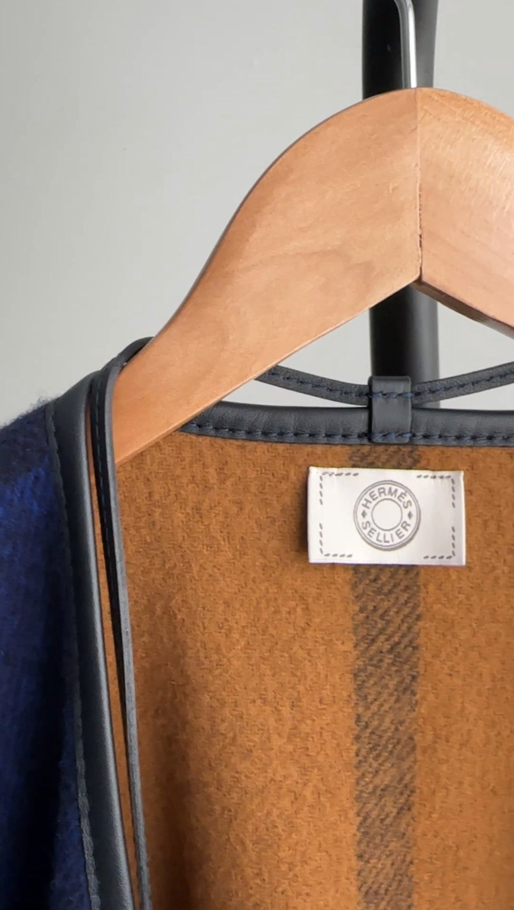 Hermes Reversible Navy and Brown Highlands Poncho