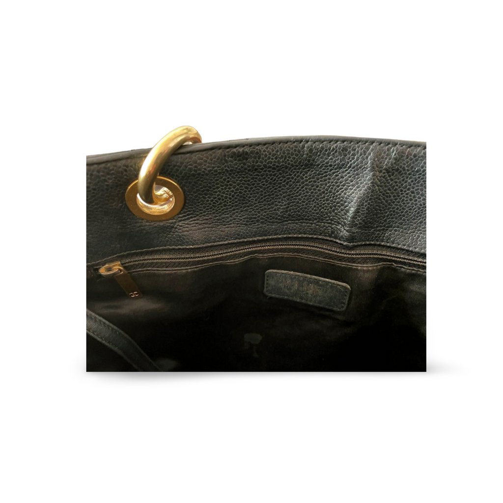 Chanel Black Grand Shopping Tote Bag in Caviar Leather with Gold Hardware