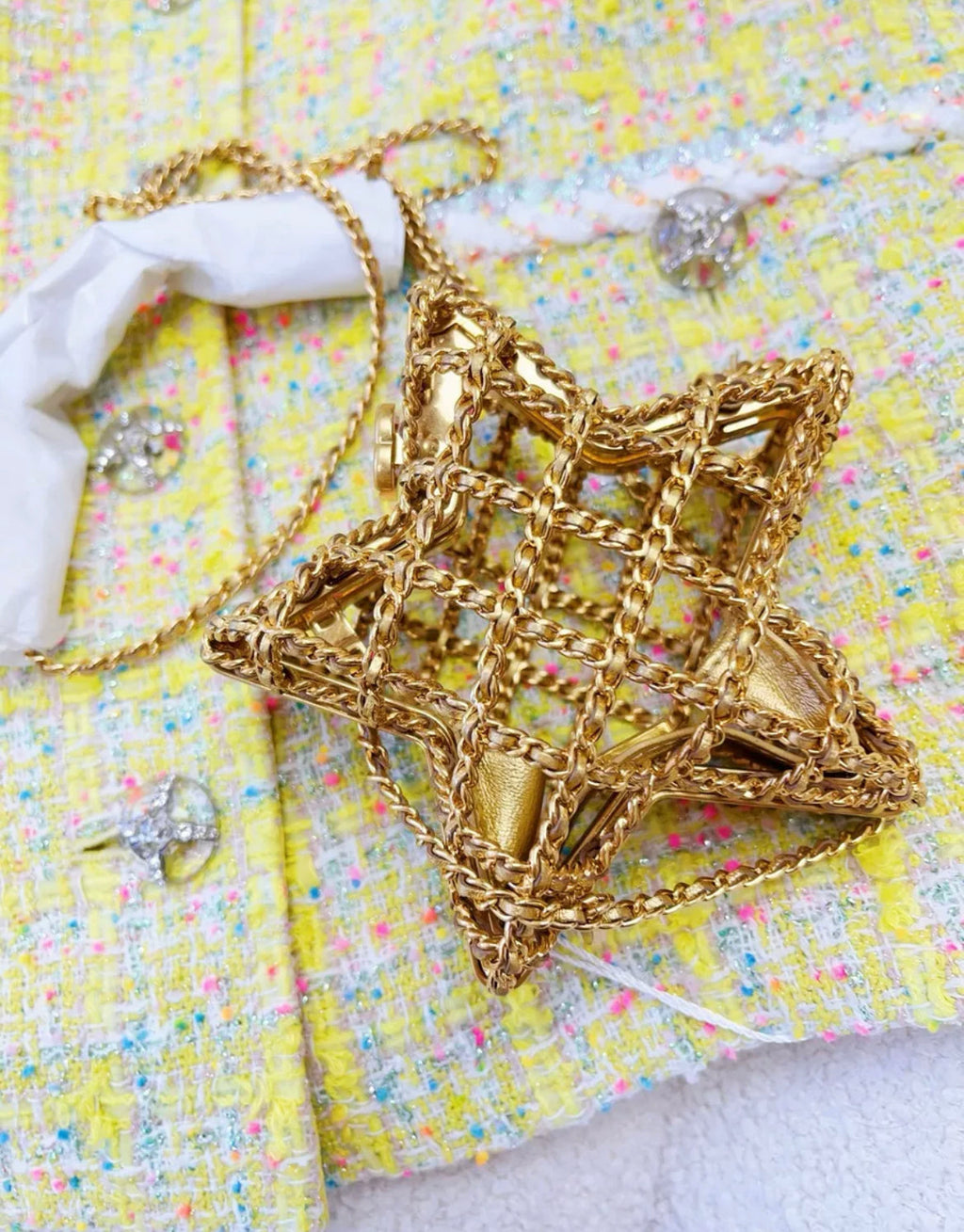CHANEL 23S Star Minaudiere Gold Evening Bag