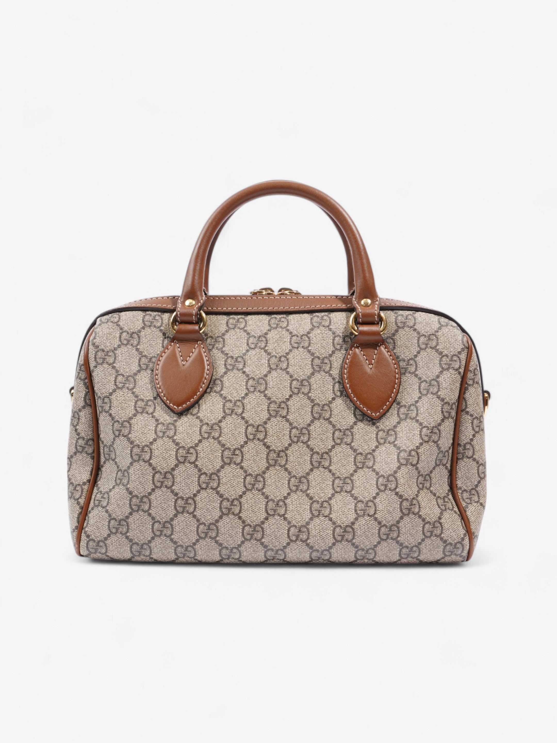 Gucci Boston Bee Bag GG Supreme / Brown Coated Canvas Small