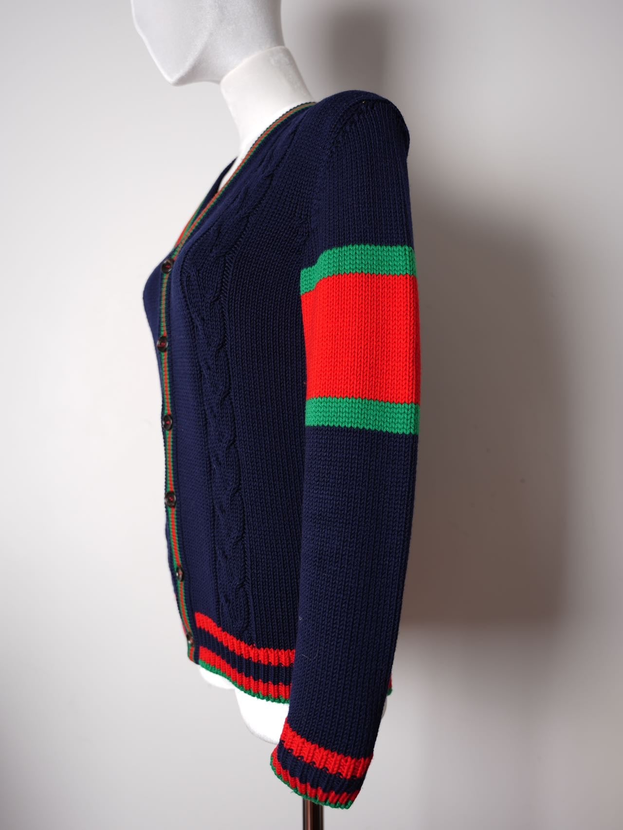 Gucci Blue/Red Oversize Cable Knit igan