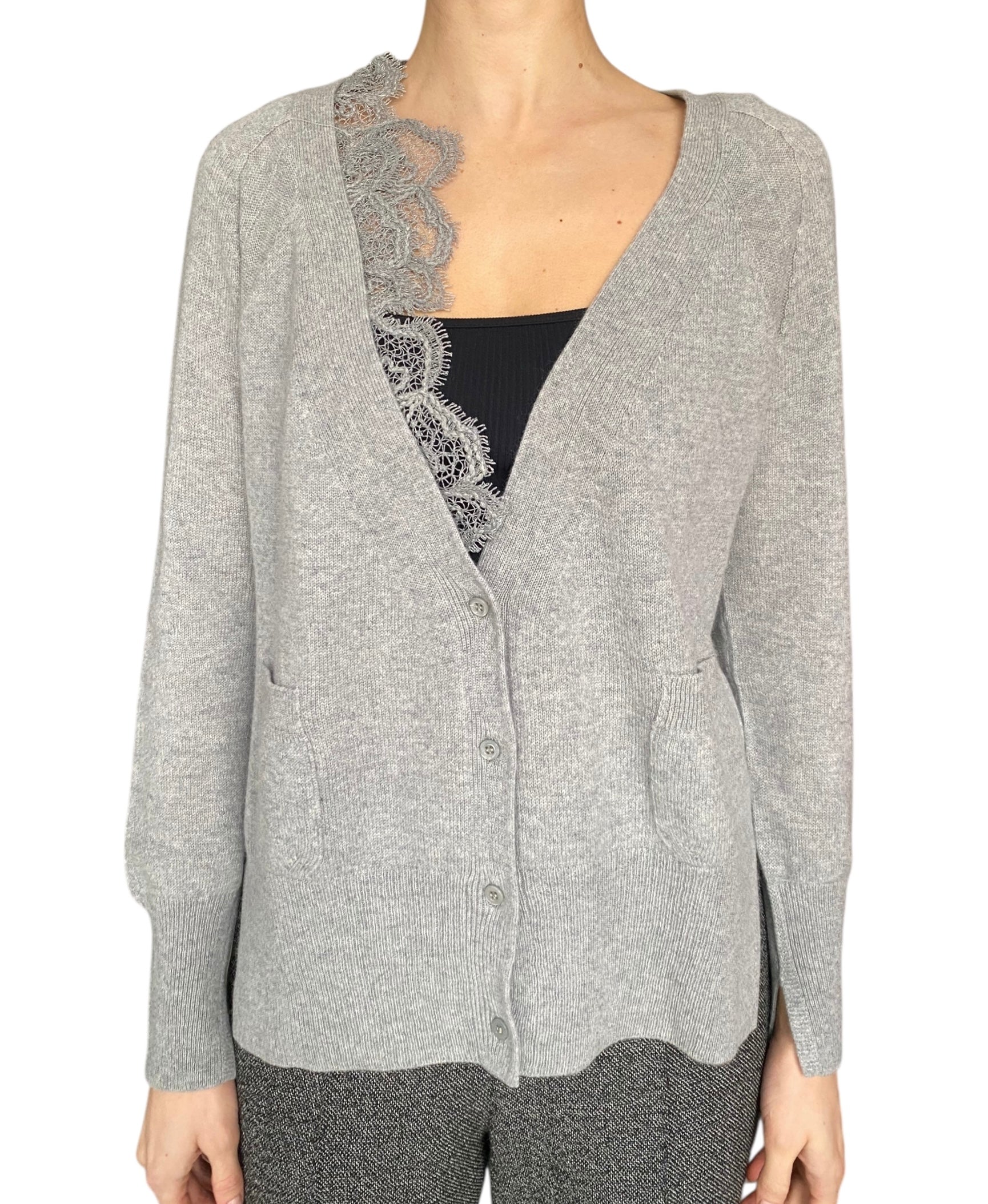 Ermanno Scervino Grey Cashmere Lace igan - S