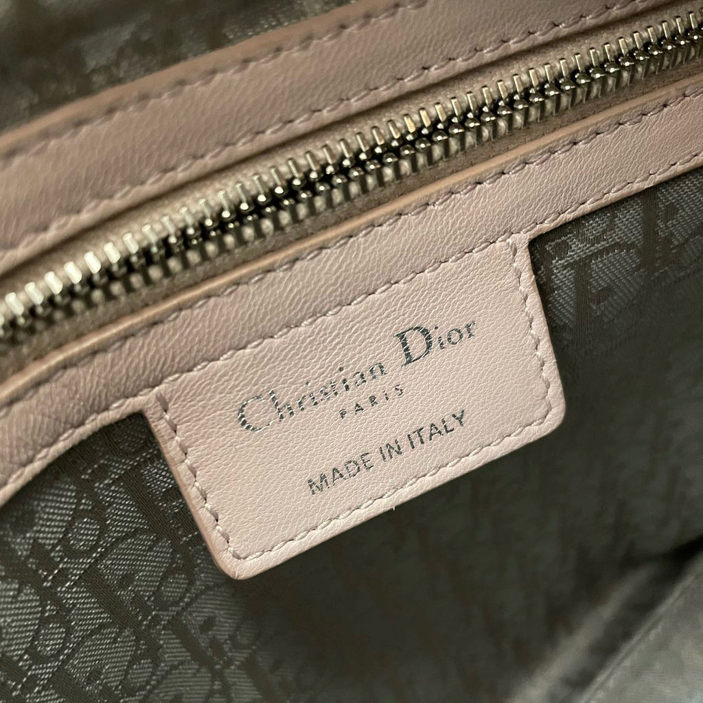 Christian Dior Cherry Blossom Pink Lady Dior Bag in Lambskin with Silver Hardware