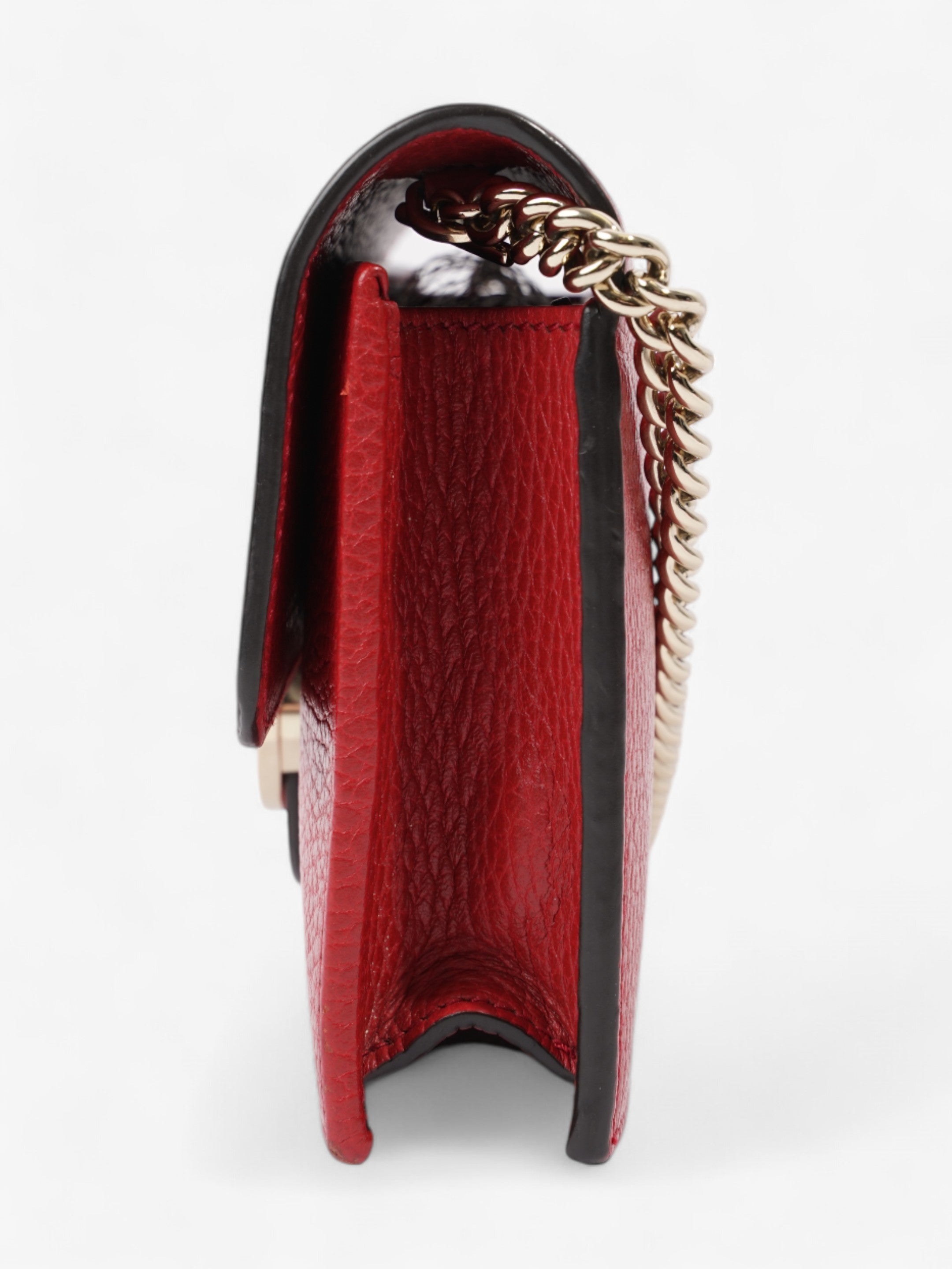 Gucci Dollar Interlocking G Chain Wallet Red Calfskin Leather