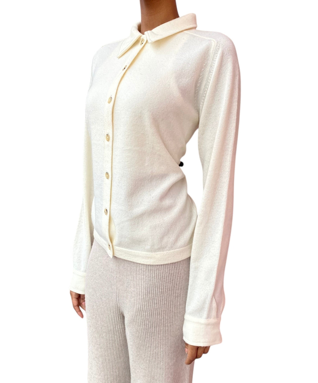 Toteme Ivory Raglan Cashmere Button Up igan - S