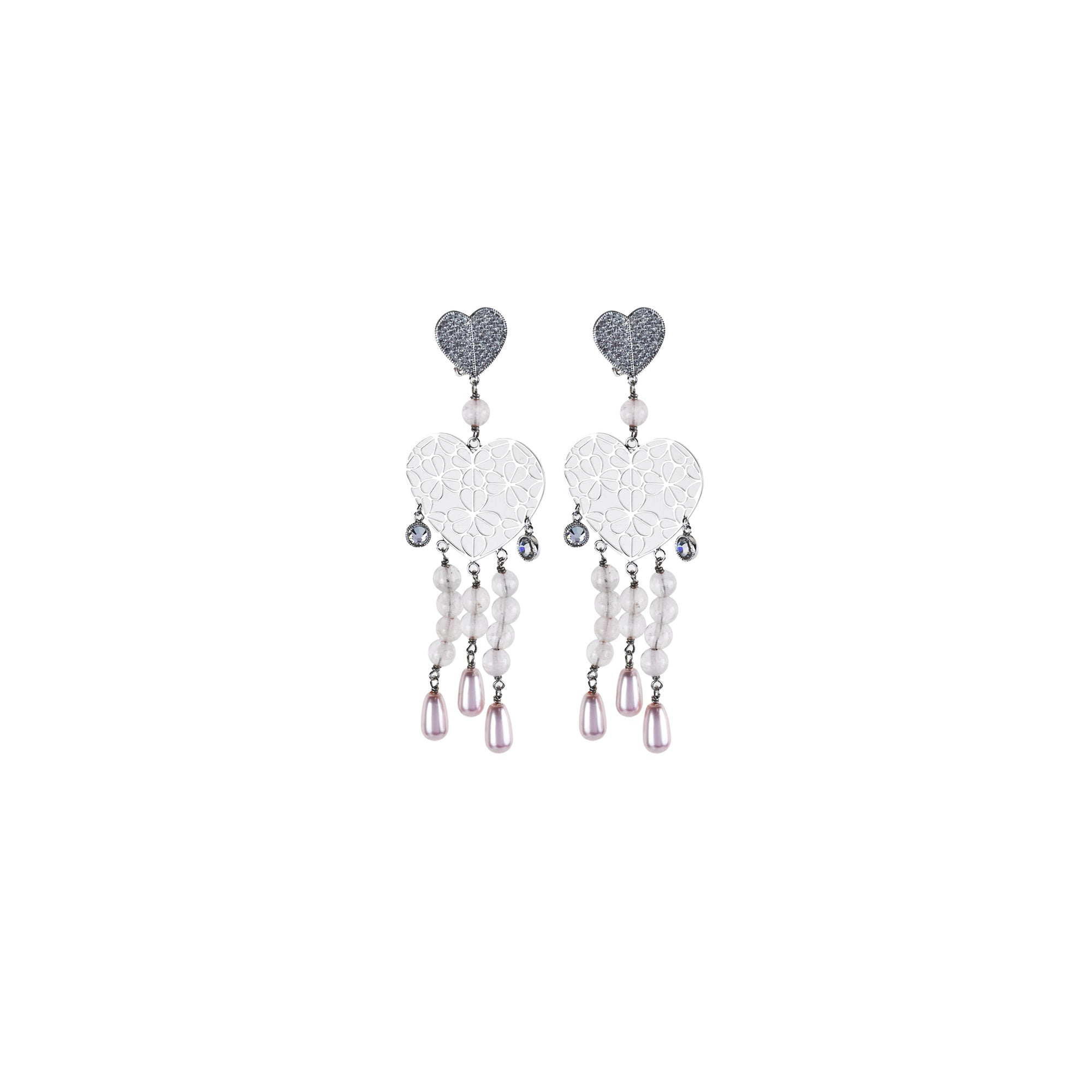 Christian Dior Heart Pink Clip On Earrings Costume Jewellery