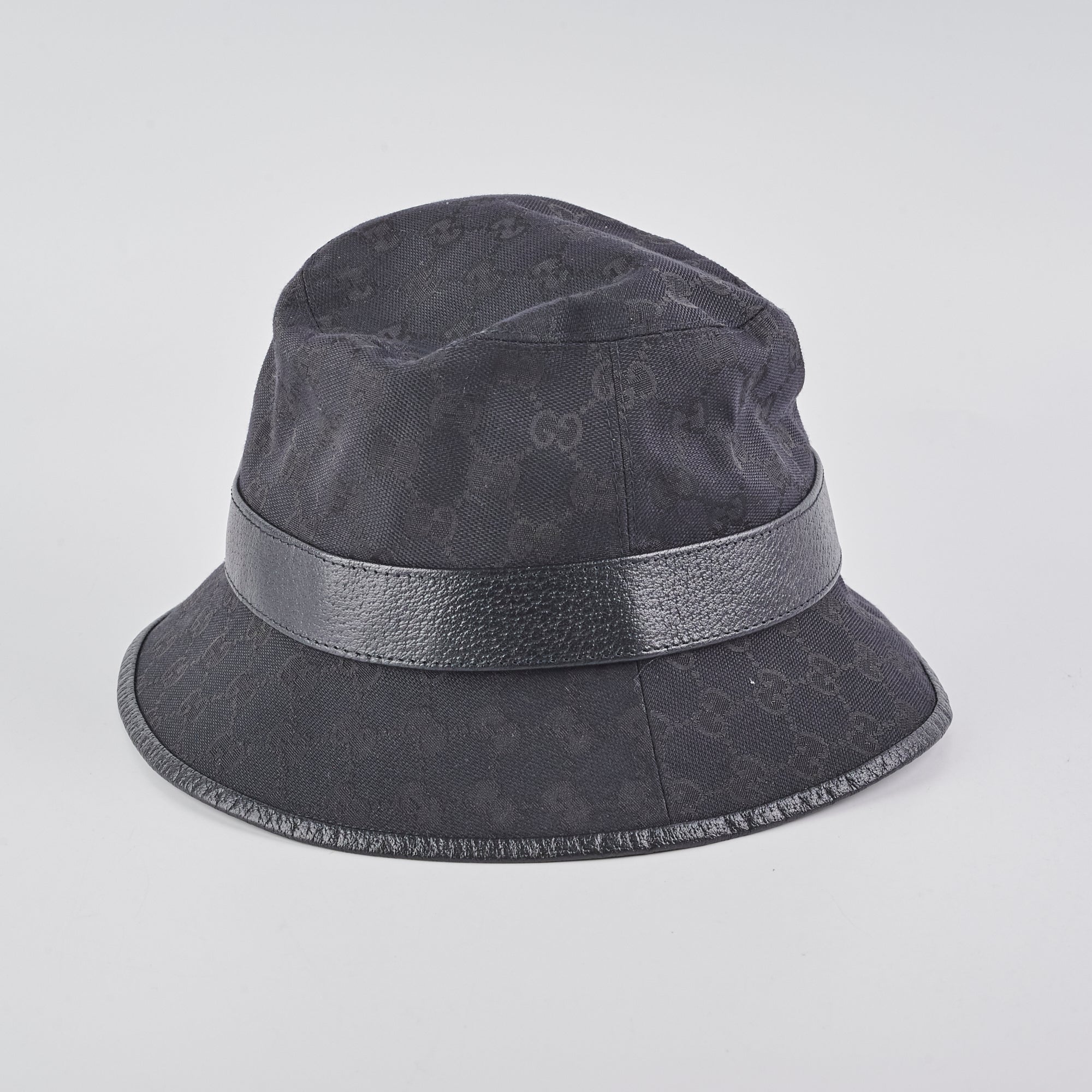 Gucci Monogram GG canvas Fedora Hat Small Black 57cm