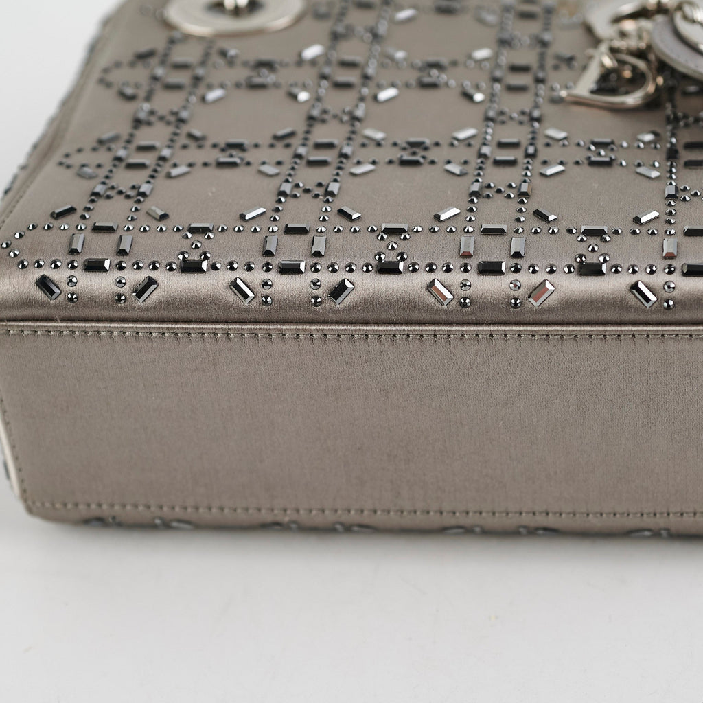 Christian Dior Mini Lady Dior Satin Grey Crystal