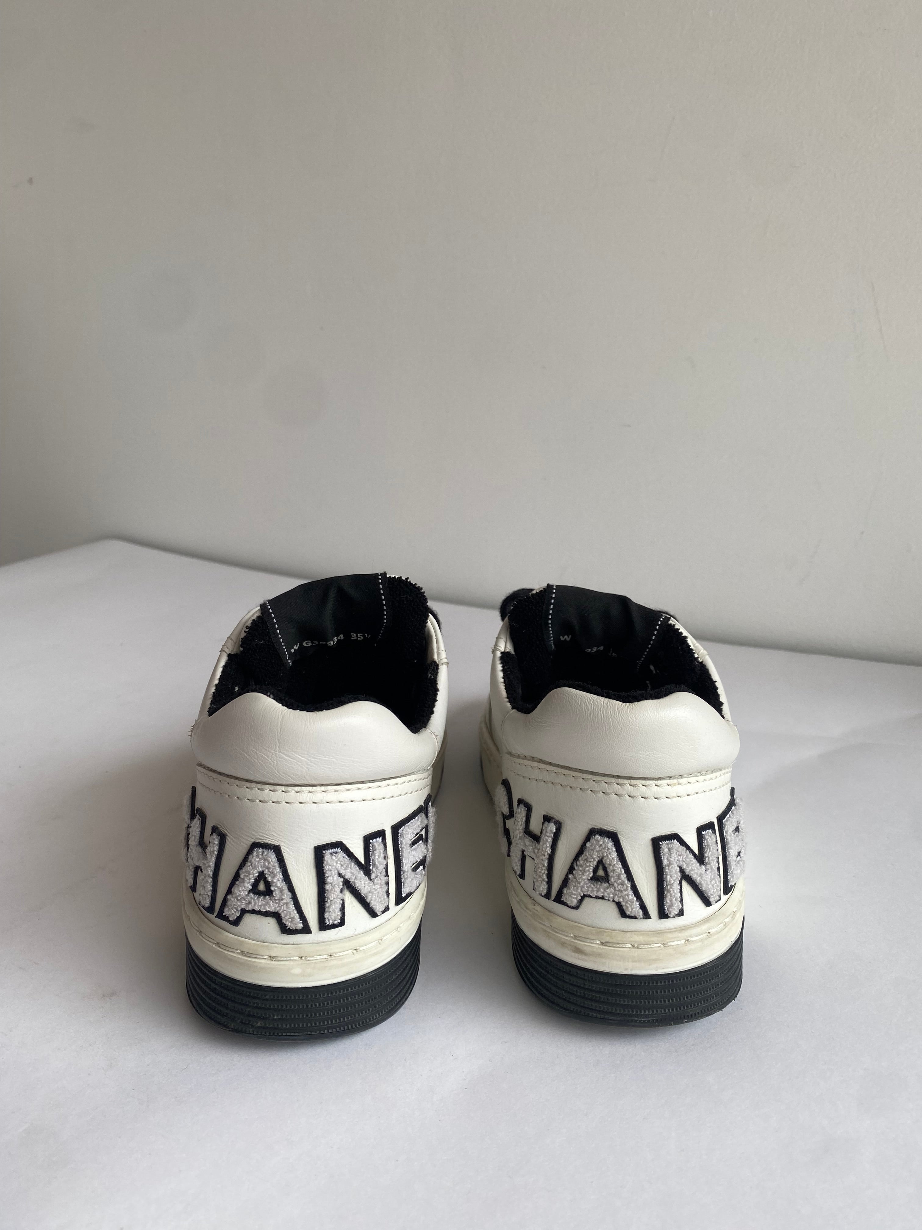 Chanel White Logo Sneaker - 35.5