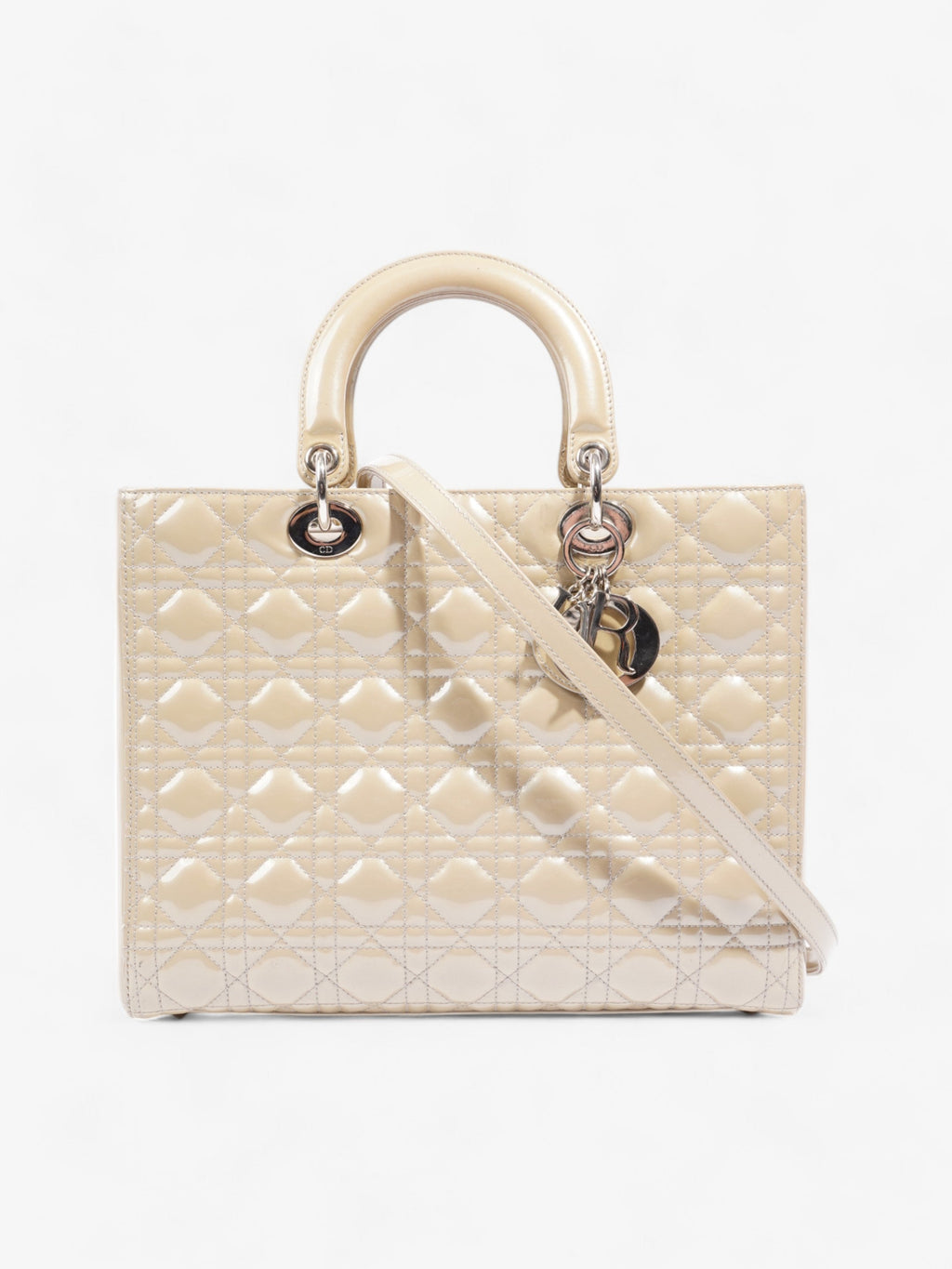 Christian Dior Lady Dior Natural Patent Leather Large