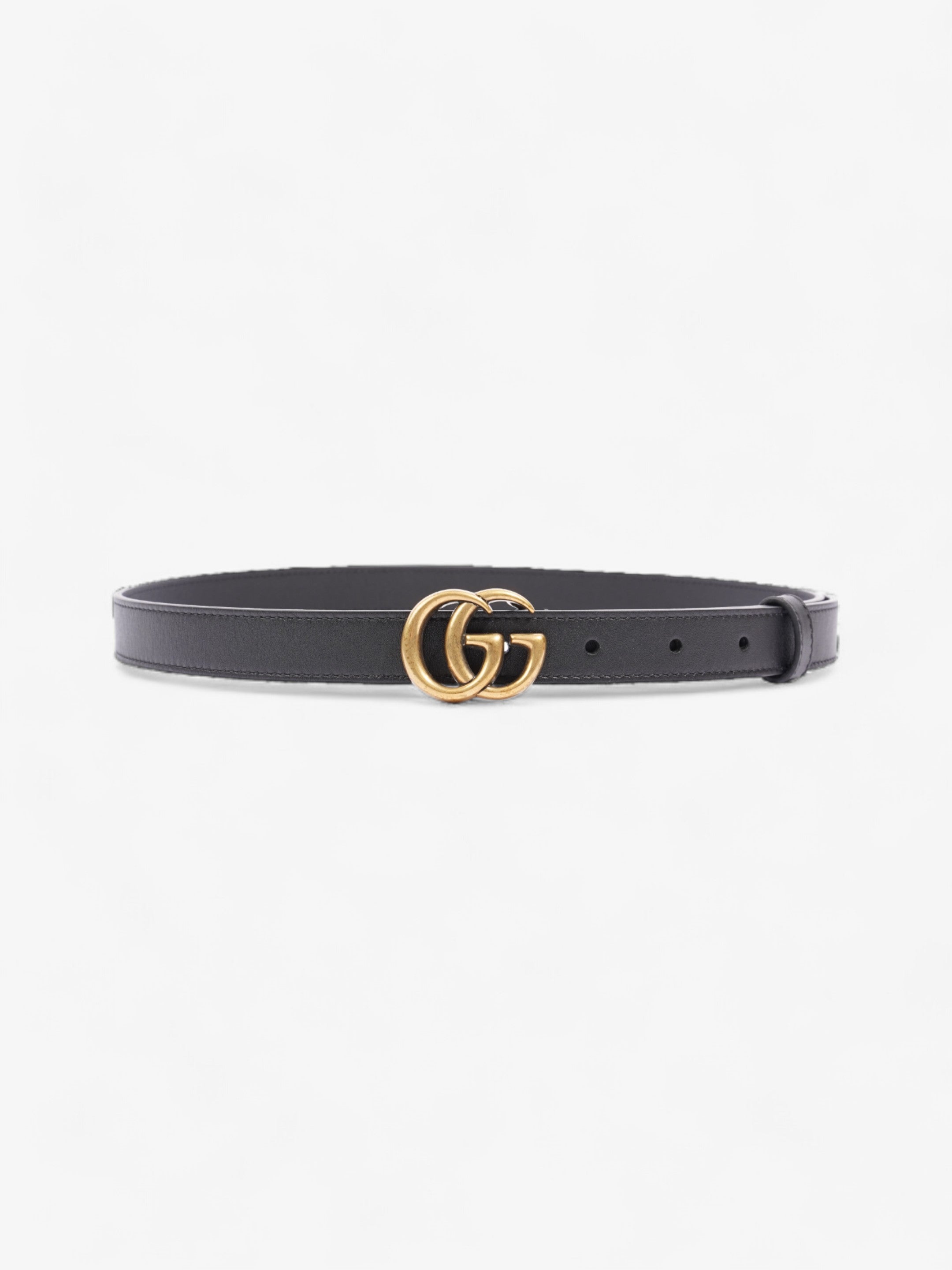 Gucci GG Marmont Thin Belt Black / Gold Leather 75cm / 30"