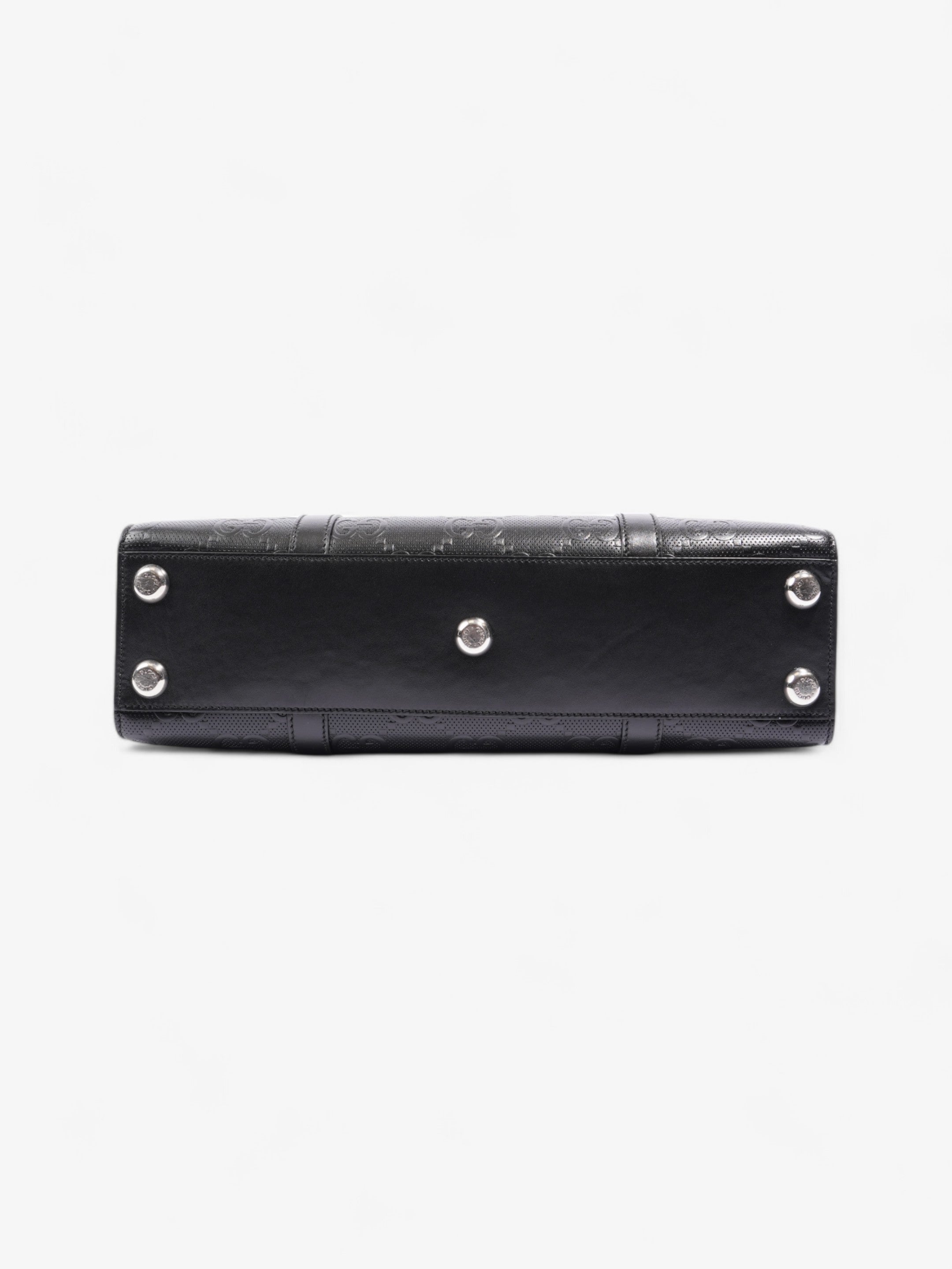 Gucci GG Tote Bag Black Embossed Leather Medium