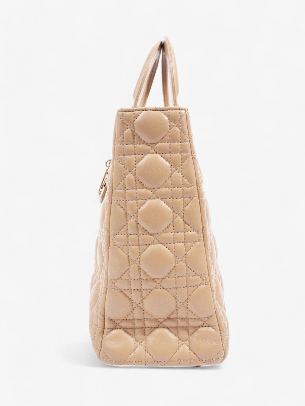 Christian Dior Lady Dior Beige Lambskin Leather Large