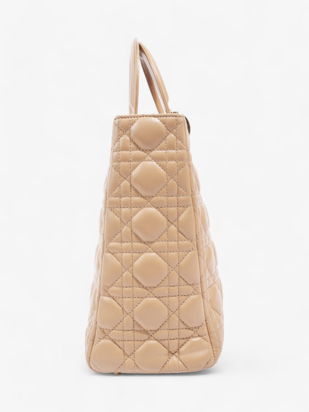 Christian Dior Lady Dior Beige Lambskin Leather Large