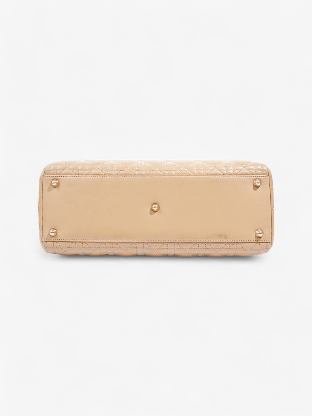 Christian Dior Lady Dior Beige Lambskin Leather Large