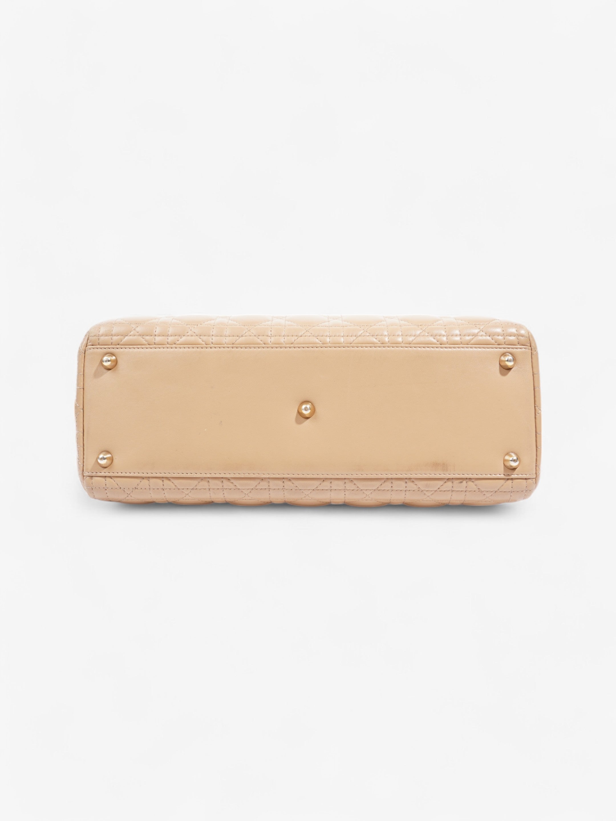 Christian Dior Lady Dior Beige Lambskin Leather Large