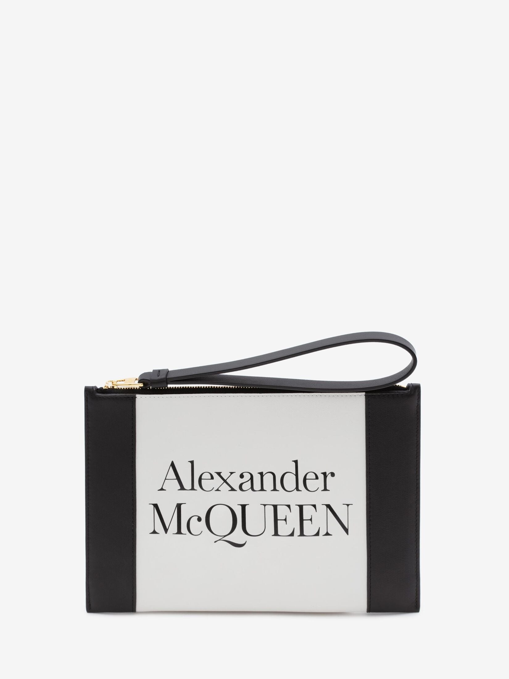 ALEXANDER MCQUEEN SIGNATURE ZIPPER CALFSKIN POUCH WRISTLET