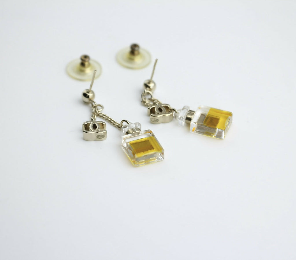 Chanel Vintage 08A Acrylic Perfume Bottle Stud Earrings