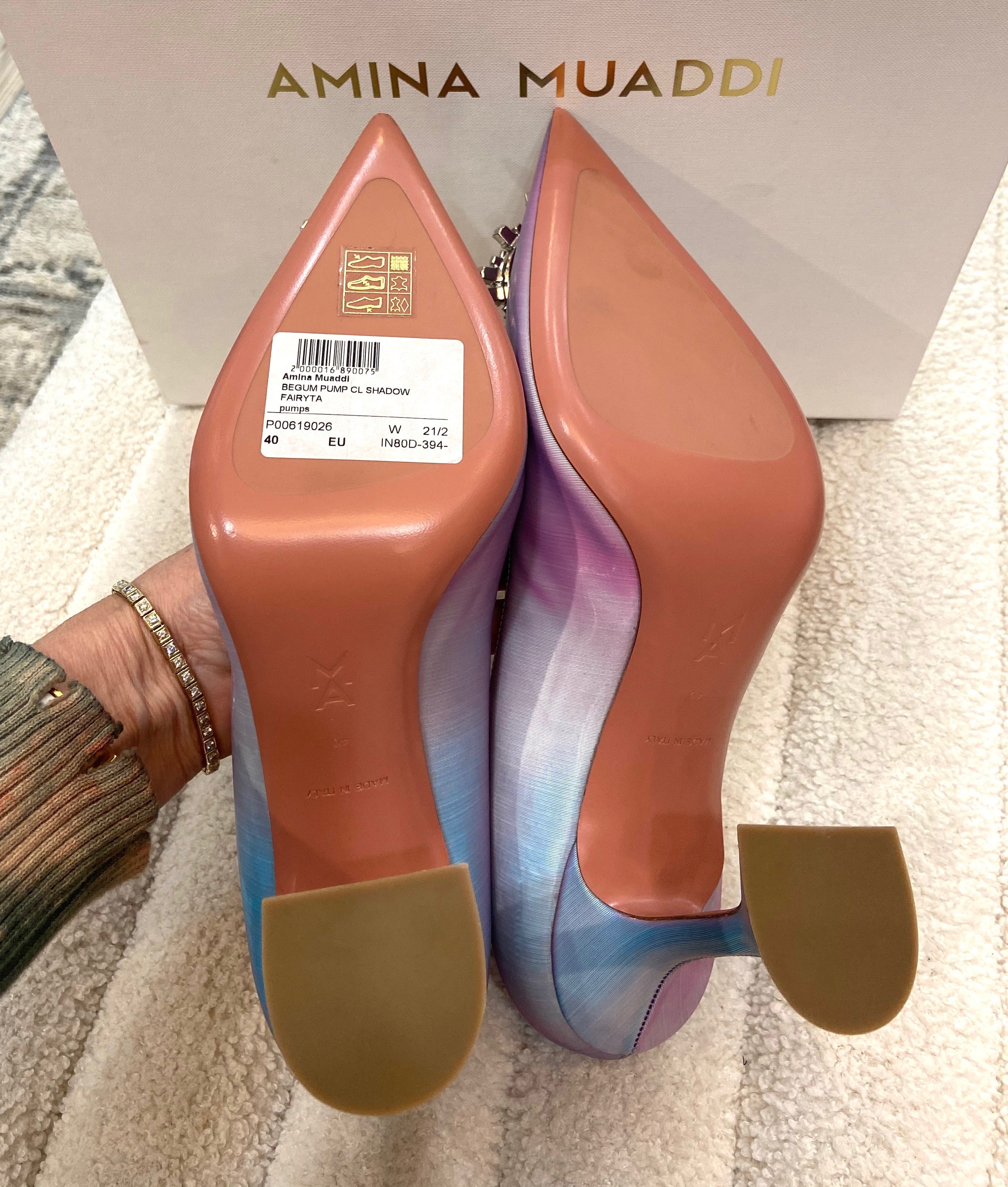 AMINA MUADI LEATHER RAINBOW FAIRY SHADOW AM CRYSTAL BEGUM PUMPS