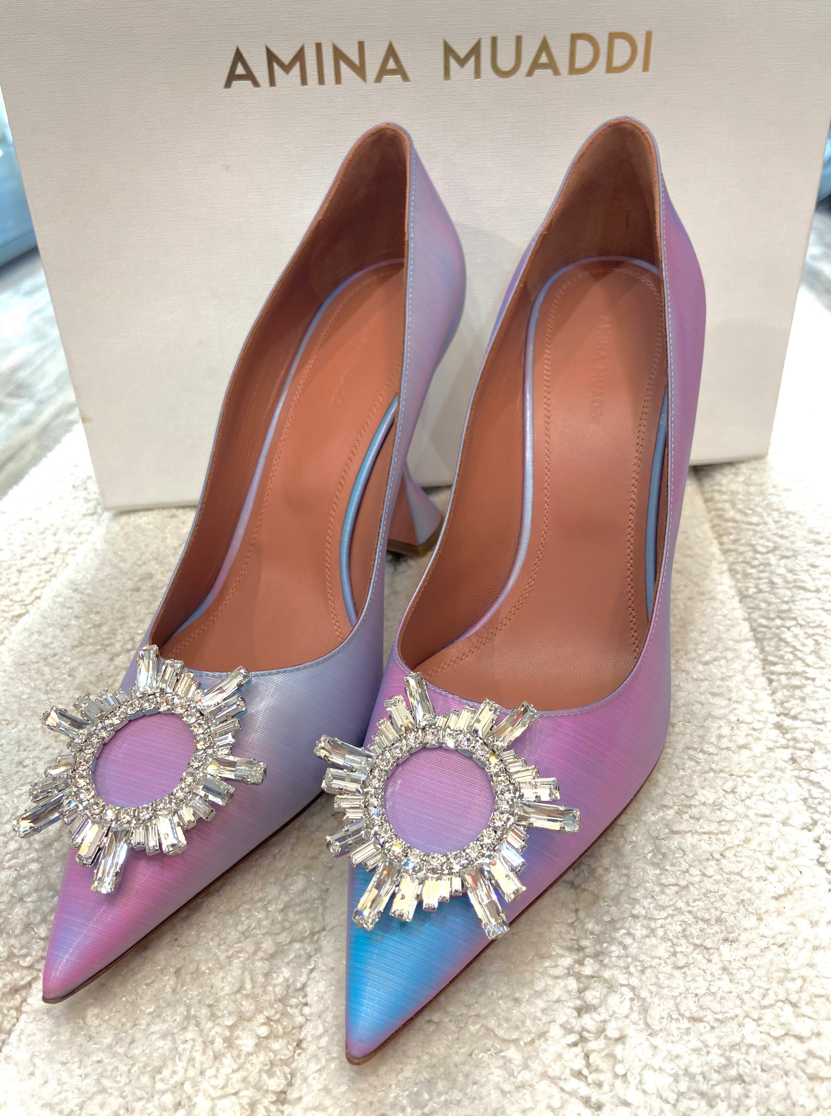 AMINA MUADI LEATHER RAINBOW FAIRY SHADOW AM CRYSTAL BEGUM PUMPS
