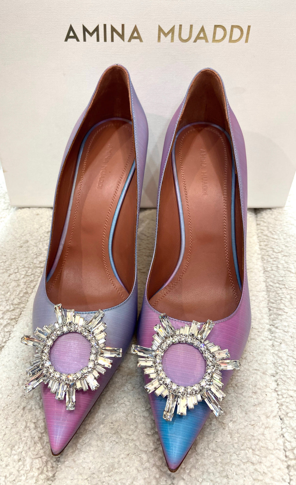 AMINA MUADI LEATHER RAINBOW FAIRY SHADOW AM CRYSTAL BEGUM PUMPS