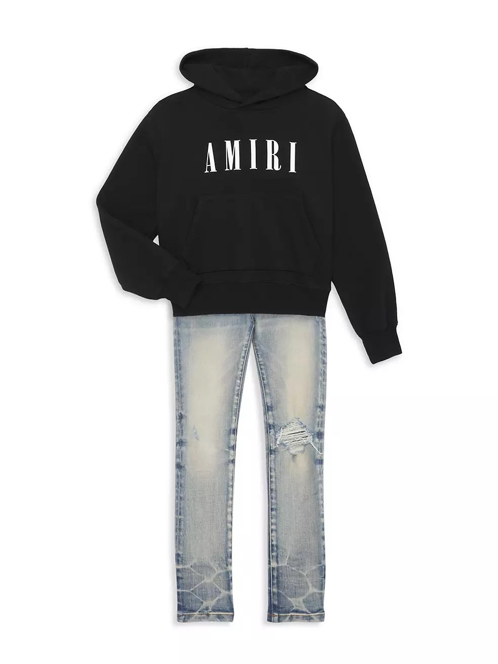 AMIRI KIDS LOGO PRINT COTTON JERSEY HOODIE