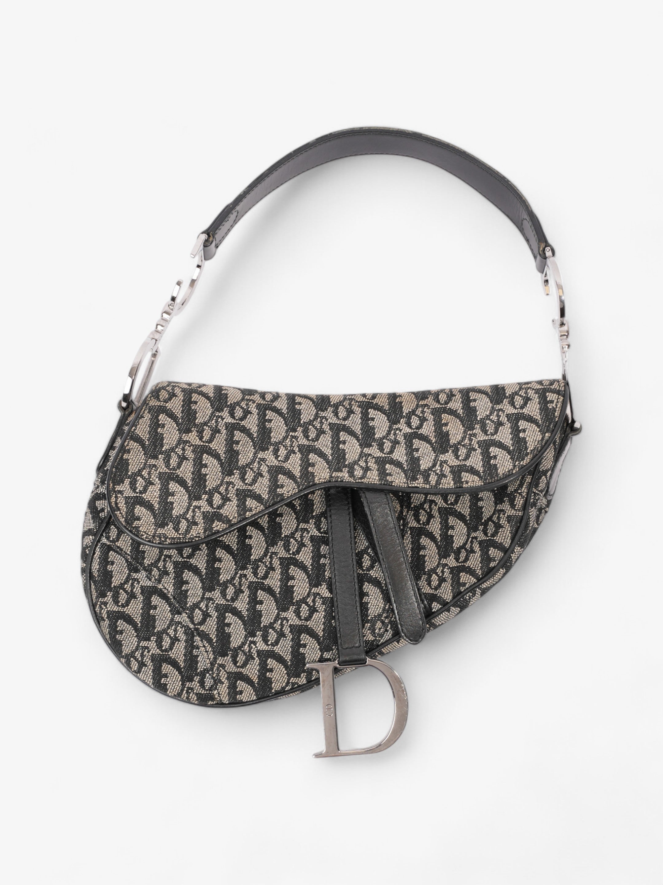 Christian Dior Saddle Bag Black Oblique Canvas