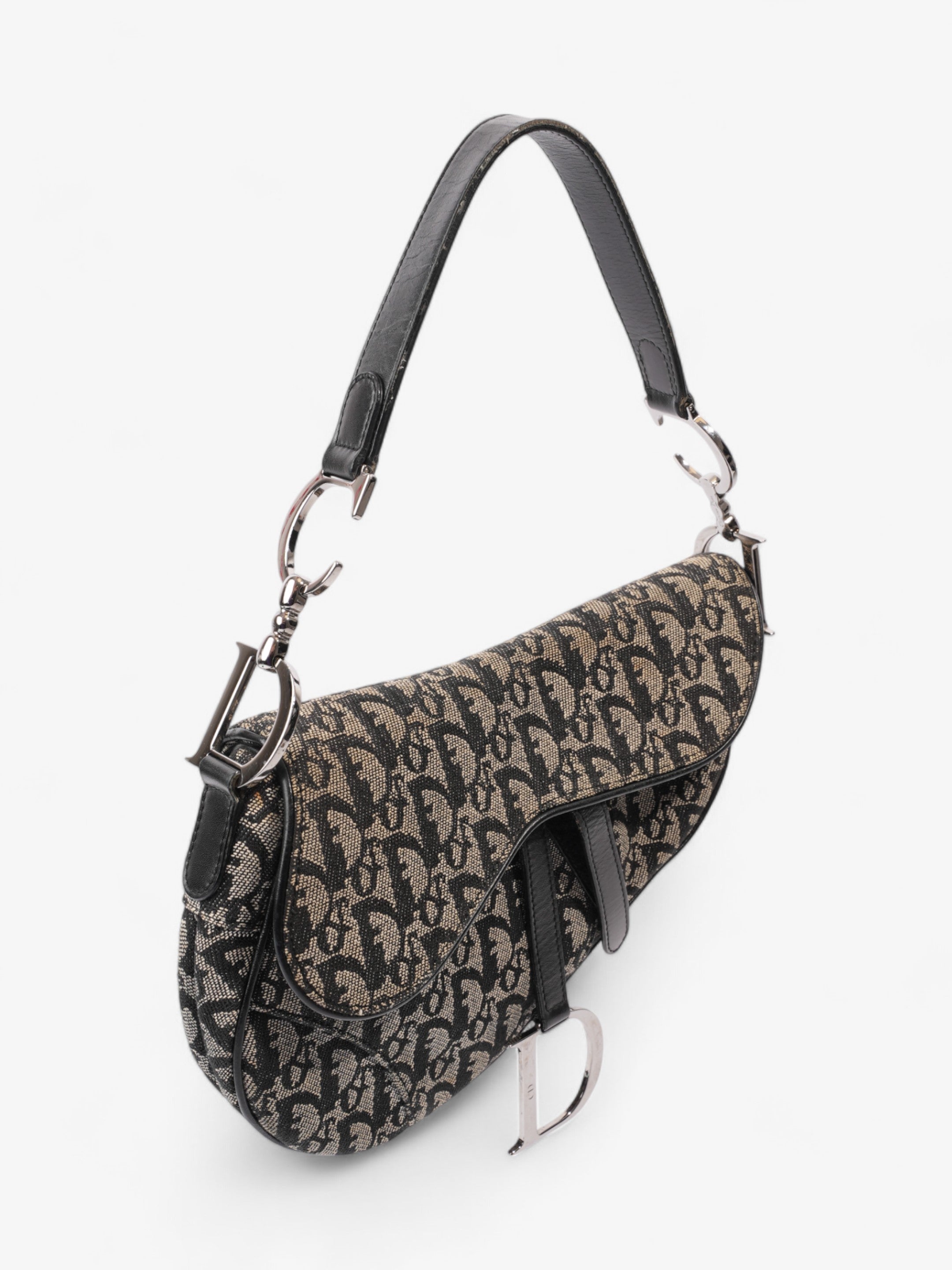 Christian Dior Saddle Bag Black Oblique Canvas