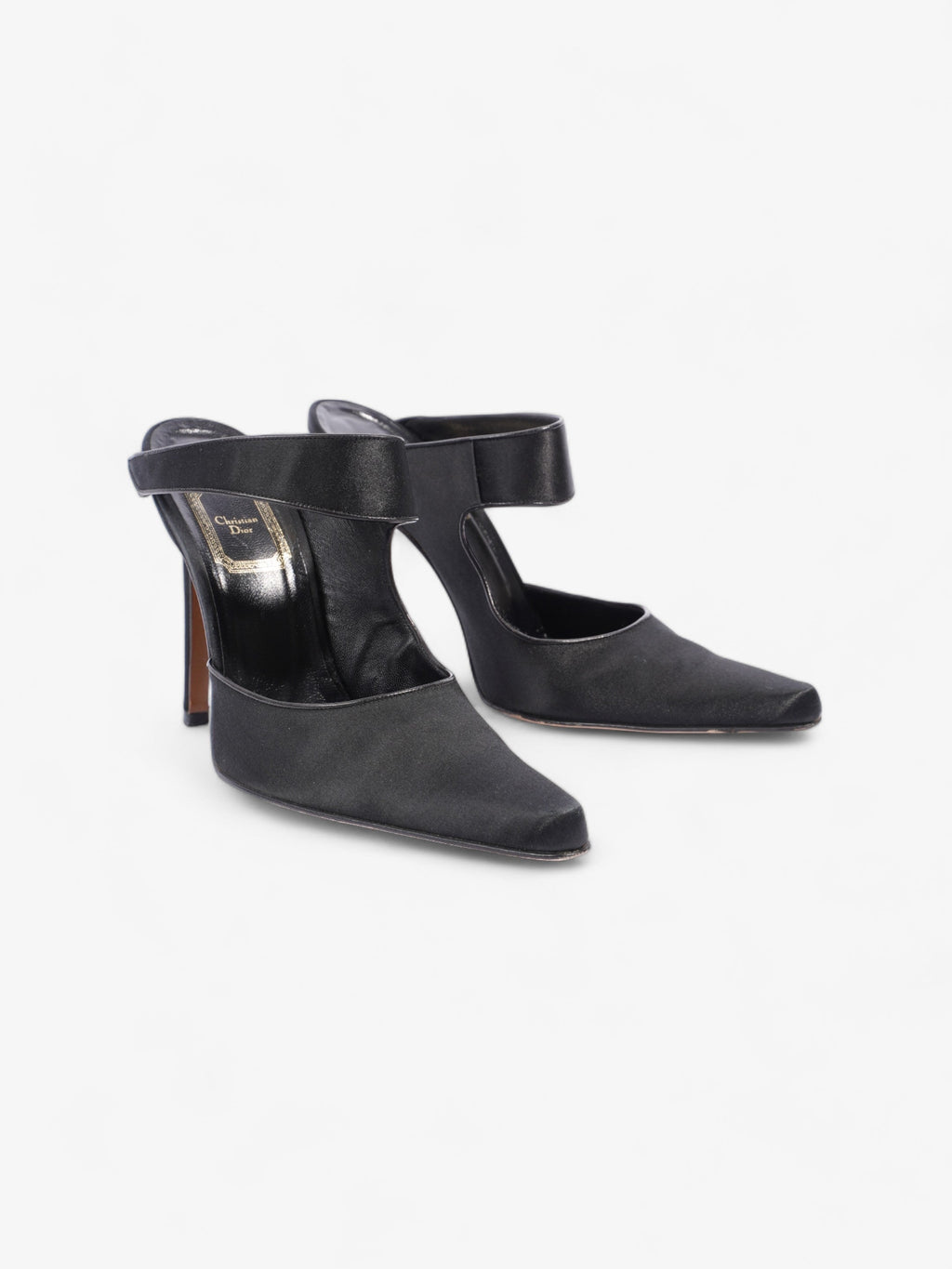 Christian Dior Strap Pointed Heels 110mm Black Satin EU 39 UK 6