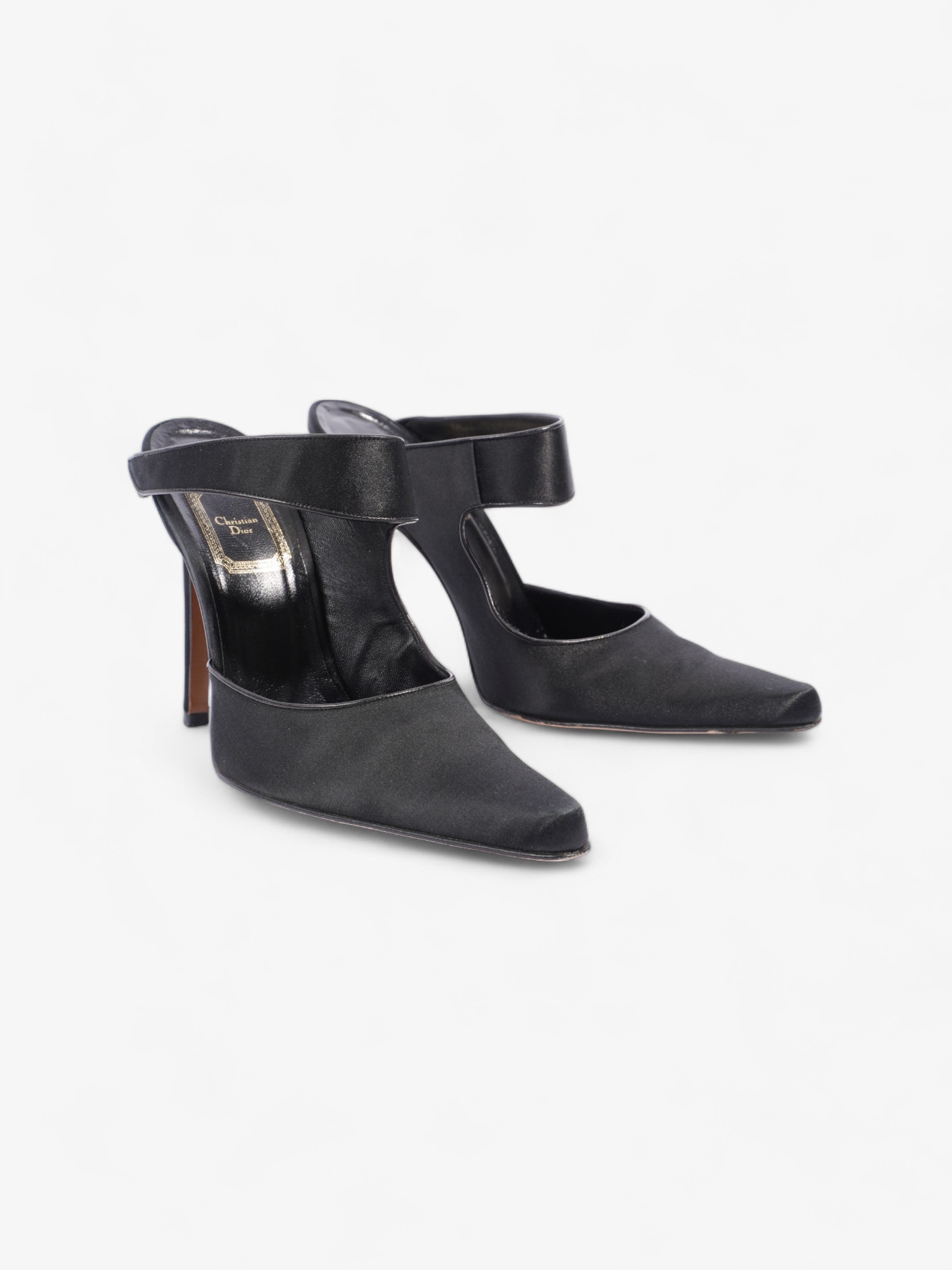 Christian Dior Strap Pointed Heels 110mm Black Satin EU 39 UK 6